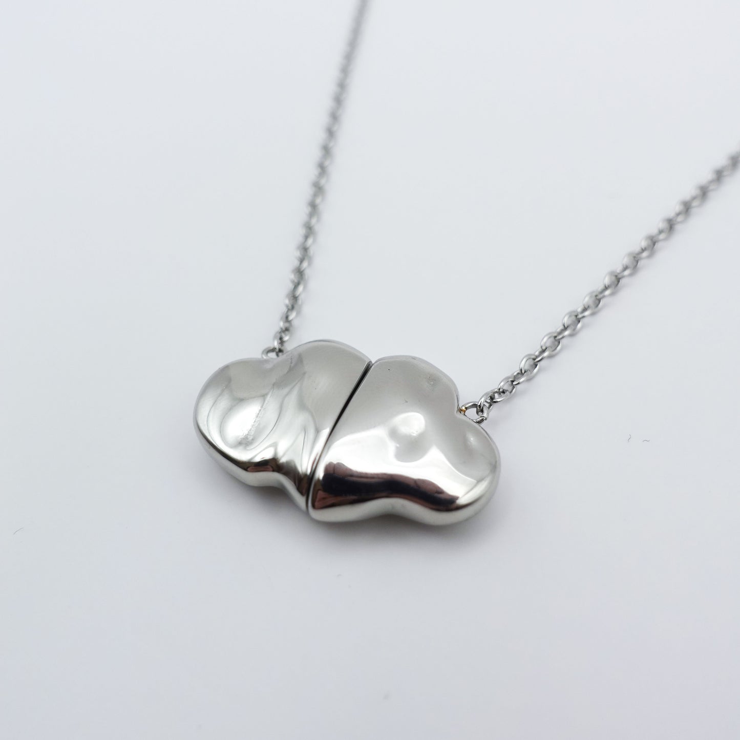 Cloud Magnet Fidget Necklace - Silver Stainless Steel