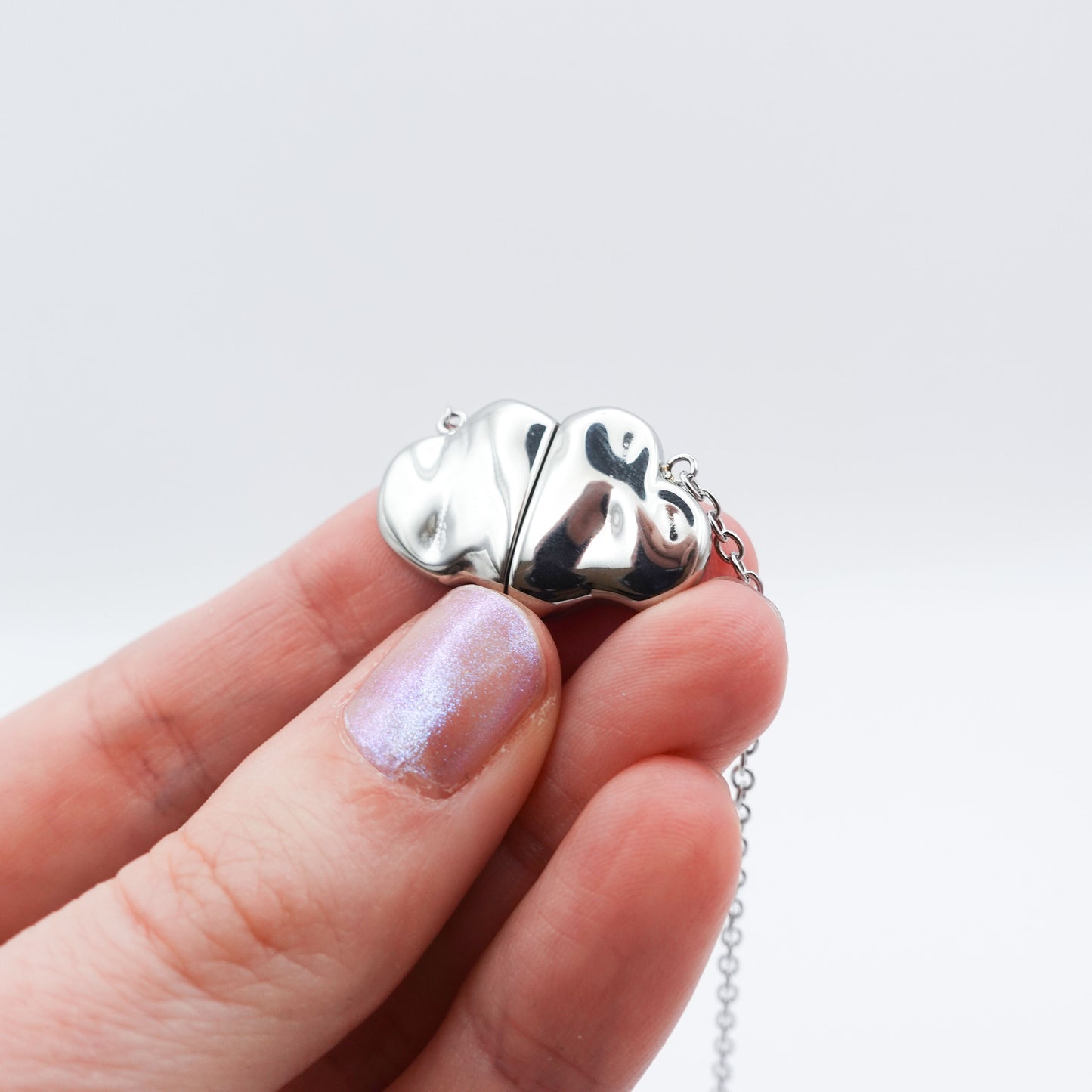 Cloud Magnet Fidget Necklace - Silver Stainless Steel