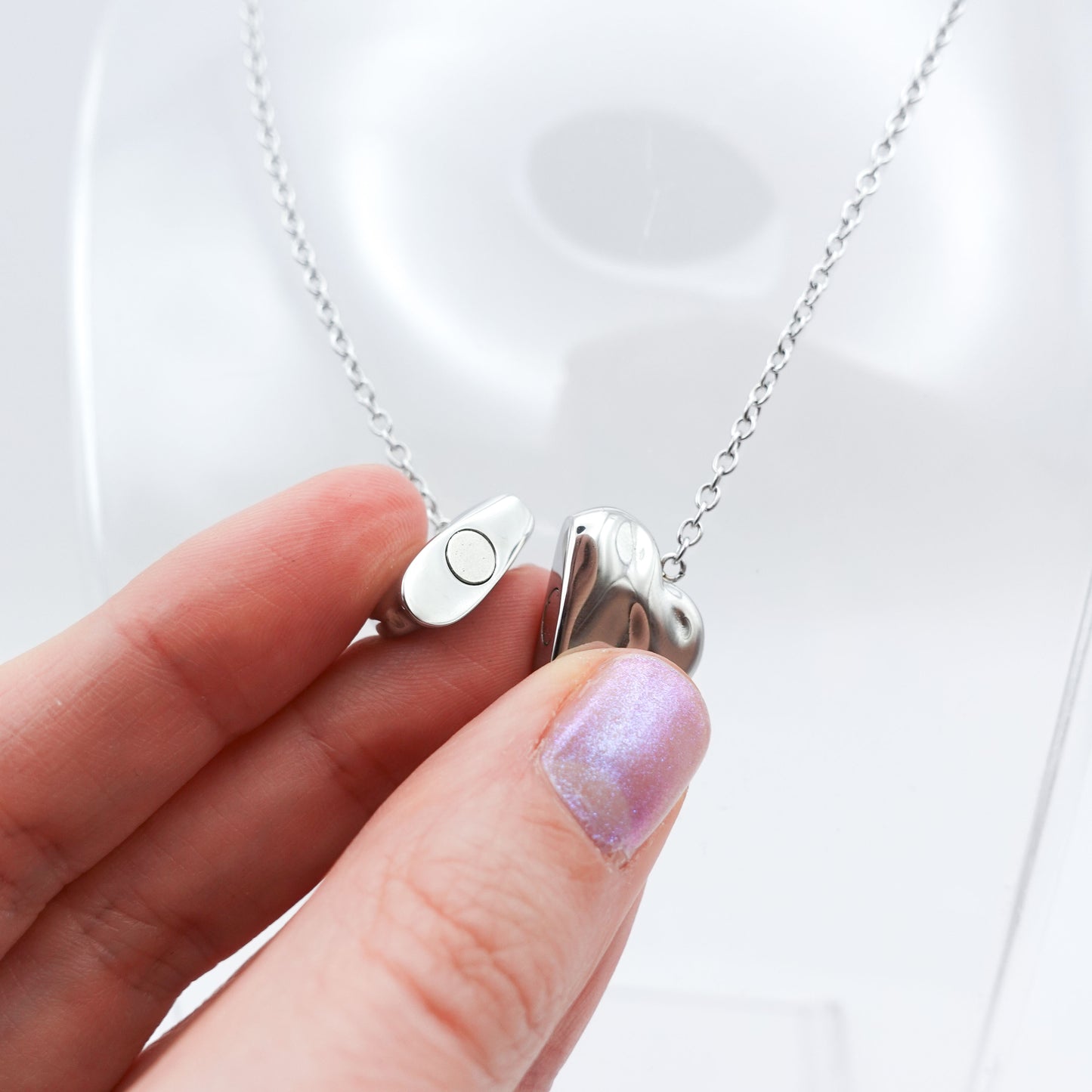 Cloud Magnet Fidget Necklace - Silver Stainless Steel