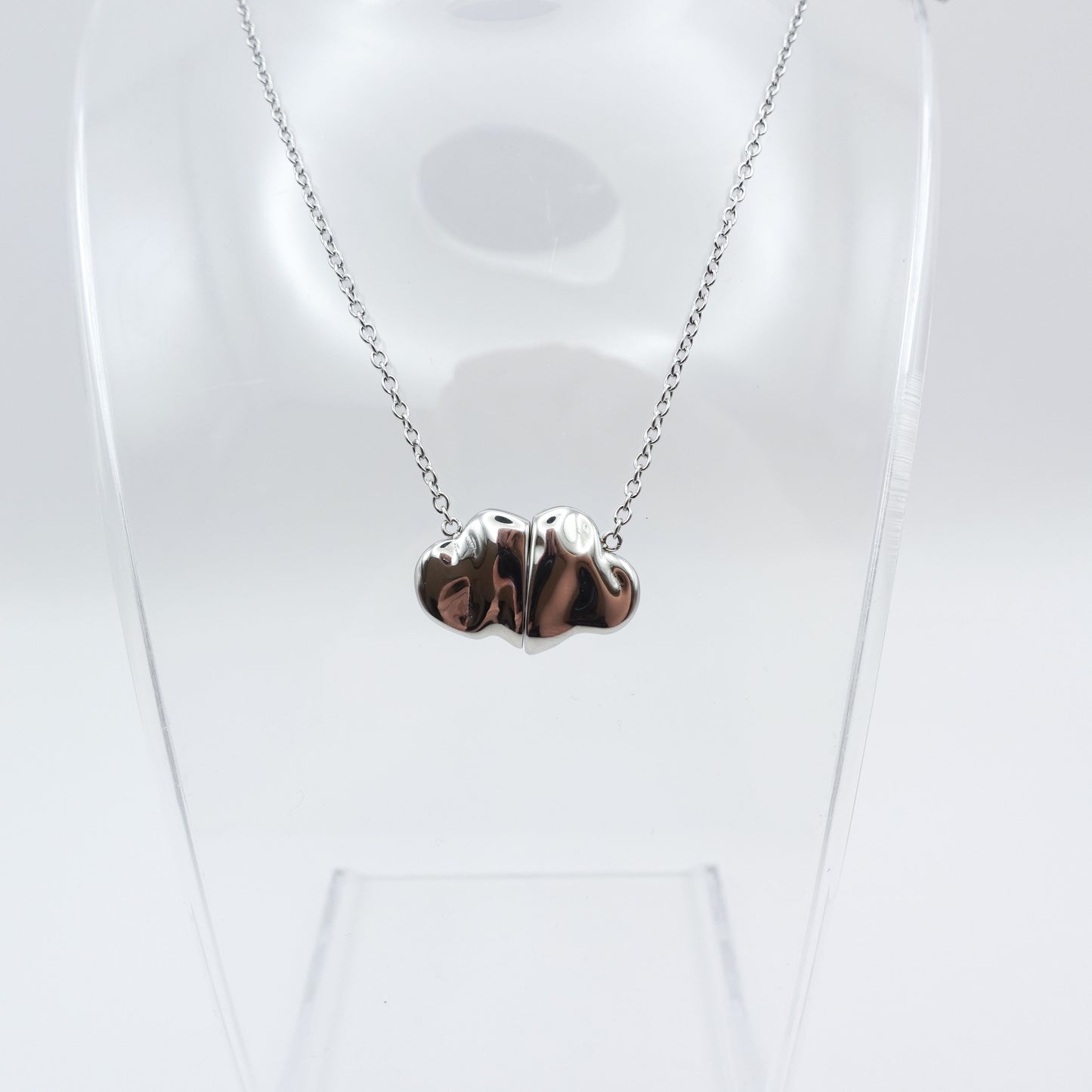 Cloud Magnet Fidget Necklace - Silver Stainless Steel