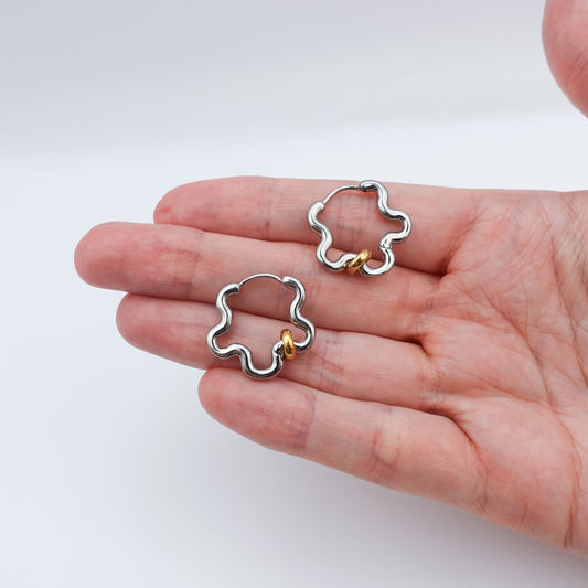 Mini Squiggle Fidget Earrings - Silver Stainless Steel