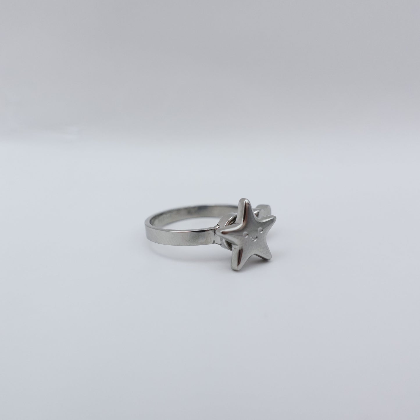 Star Heart Spinner Ring - Silver Stainless Steel