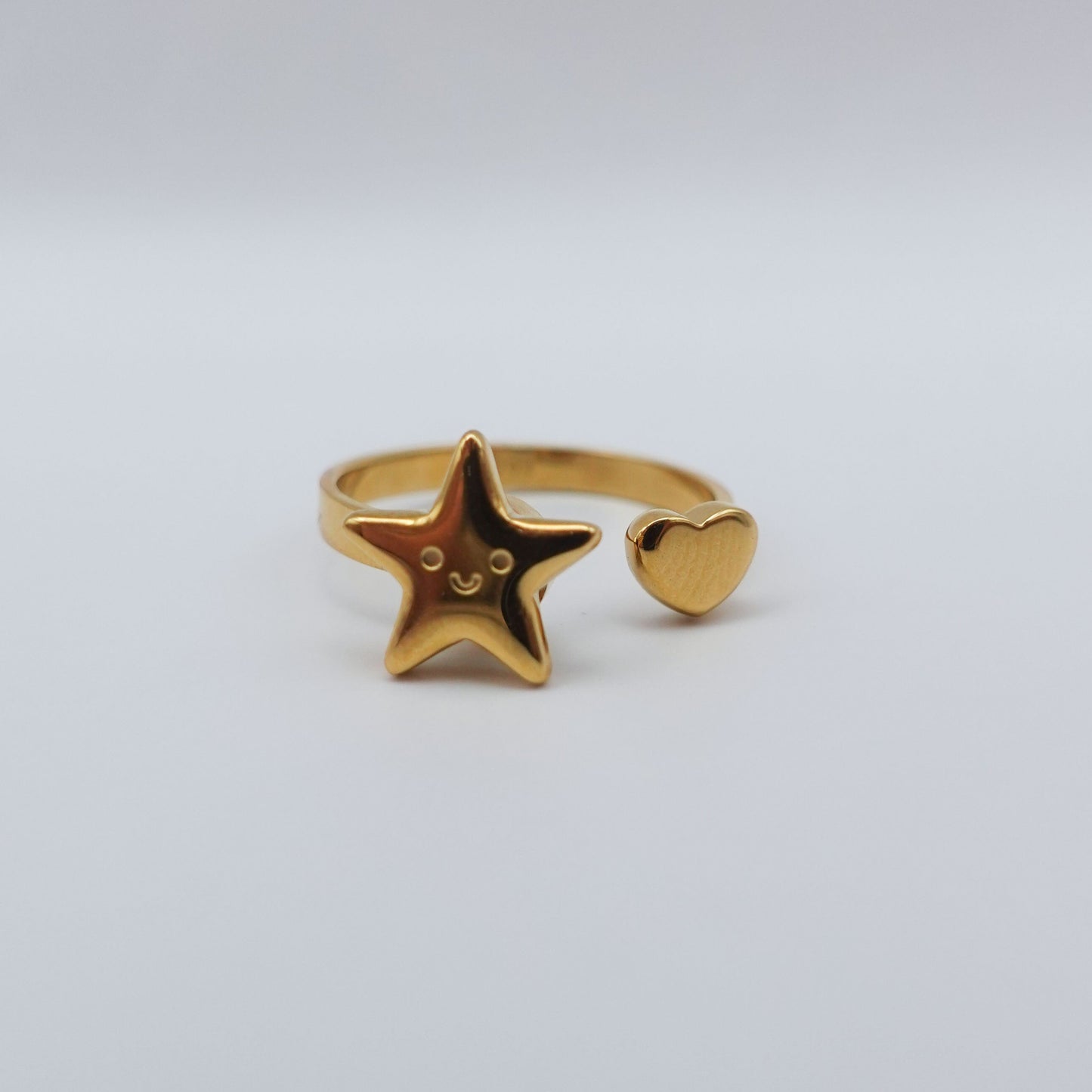 Star Heart Spinner Ring - Gold Stainless Steel