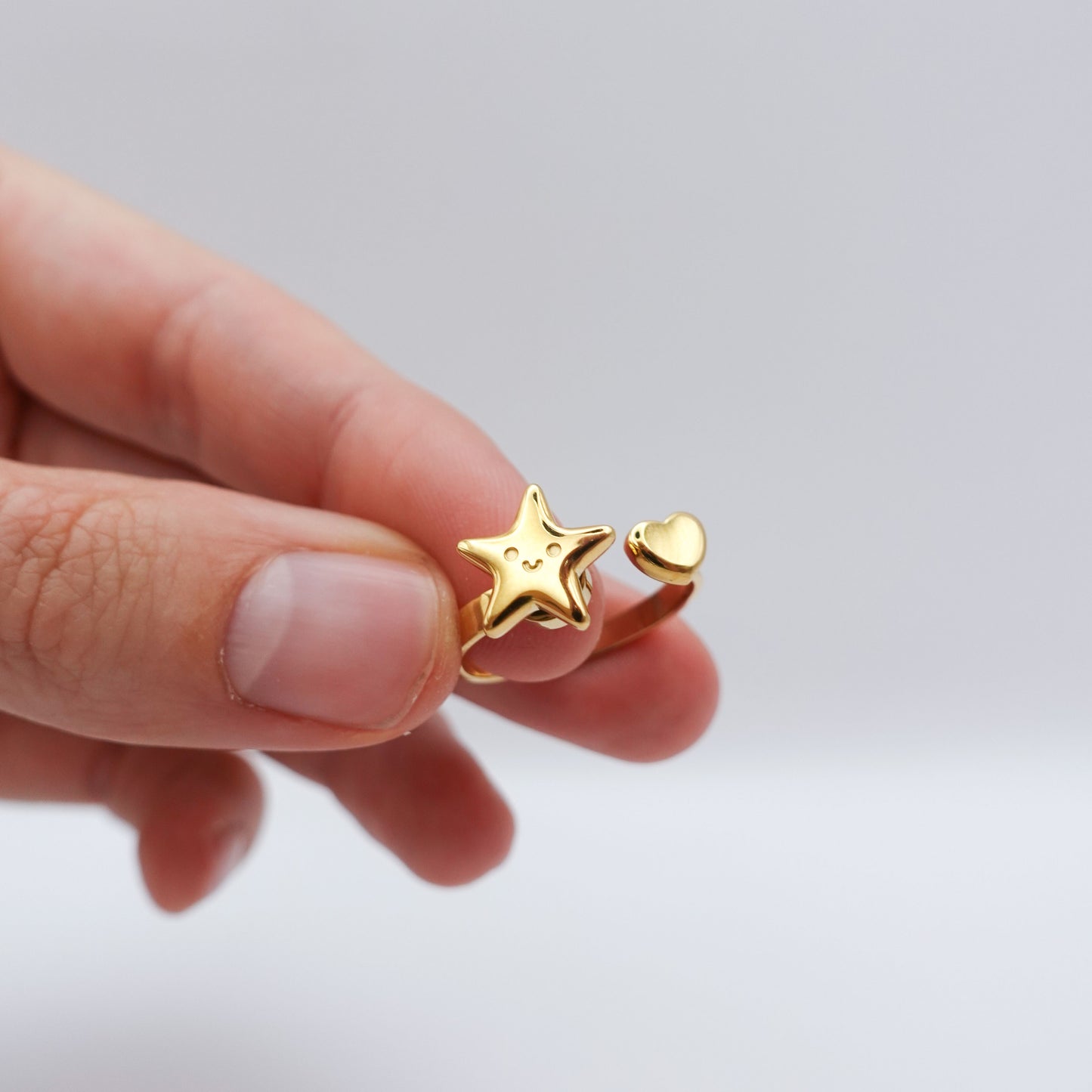 Star Heart Spinner Ring - Gold Stainless Steel