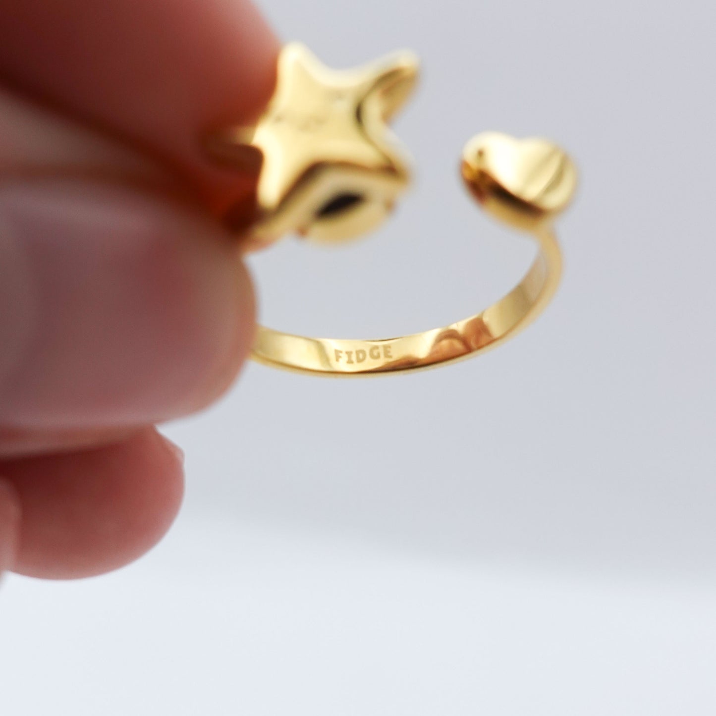 Star Heart Spinner Ring - Gold Stainless Steel