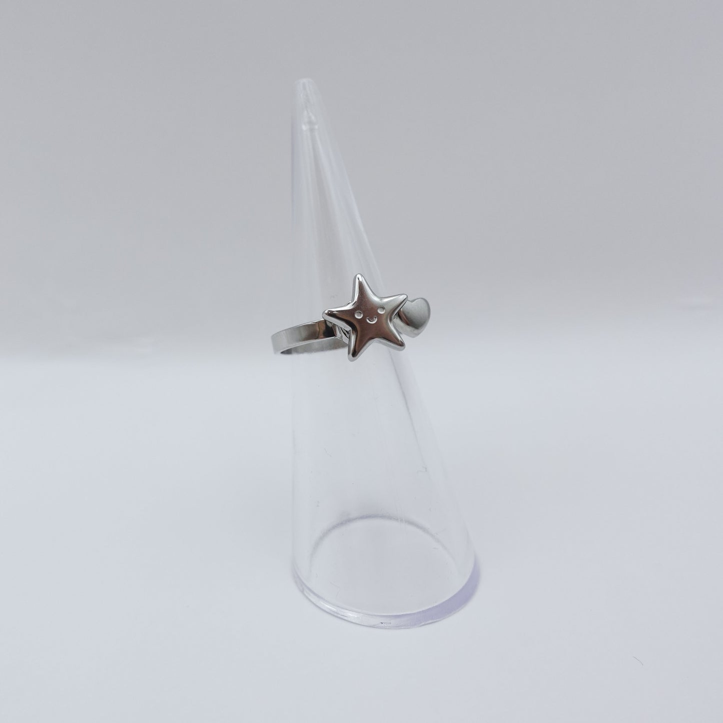 Star Heart Spinner Ring - Silver Stainless Steel