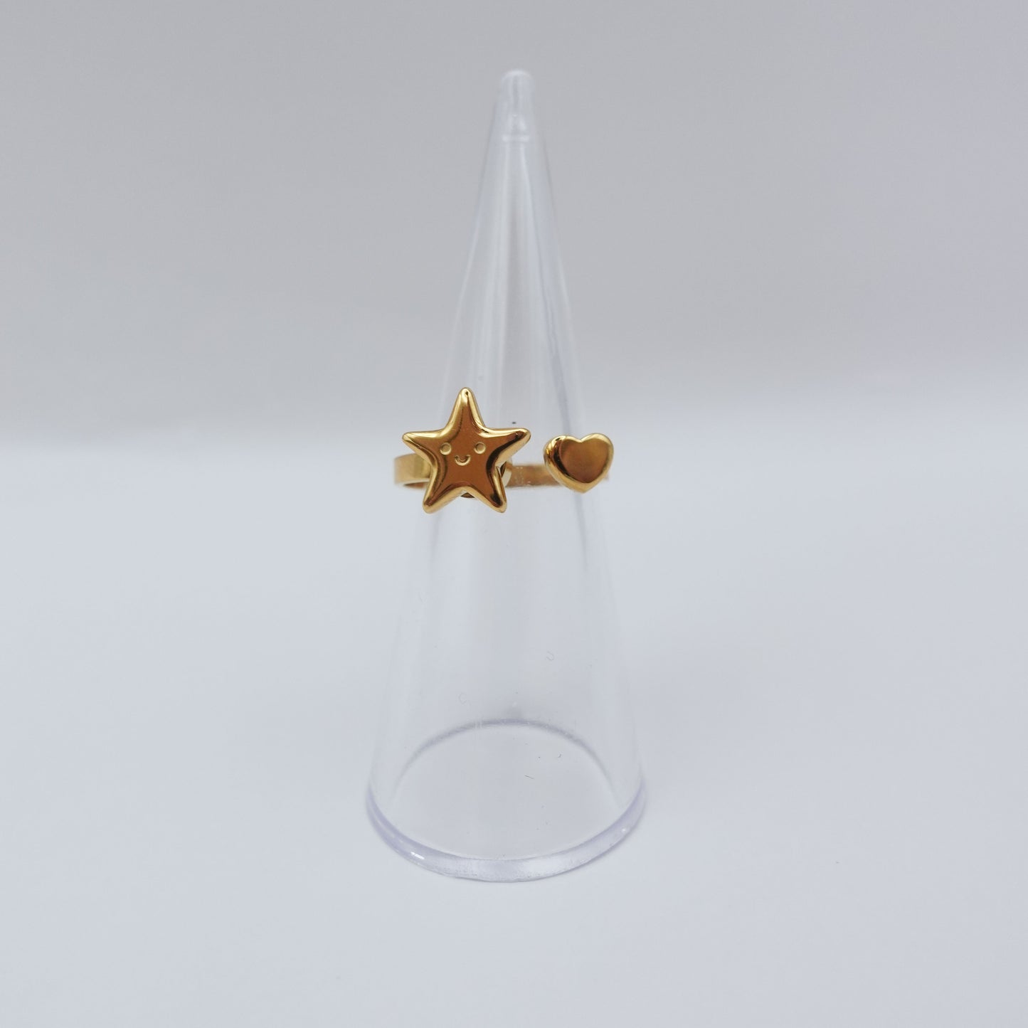 Star Heart Spinner Ring - Gold Stainless Steel