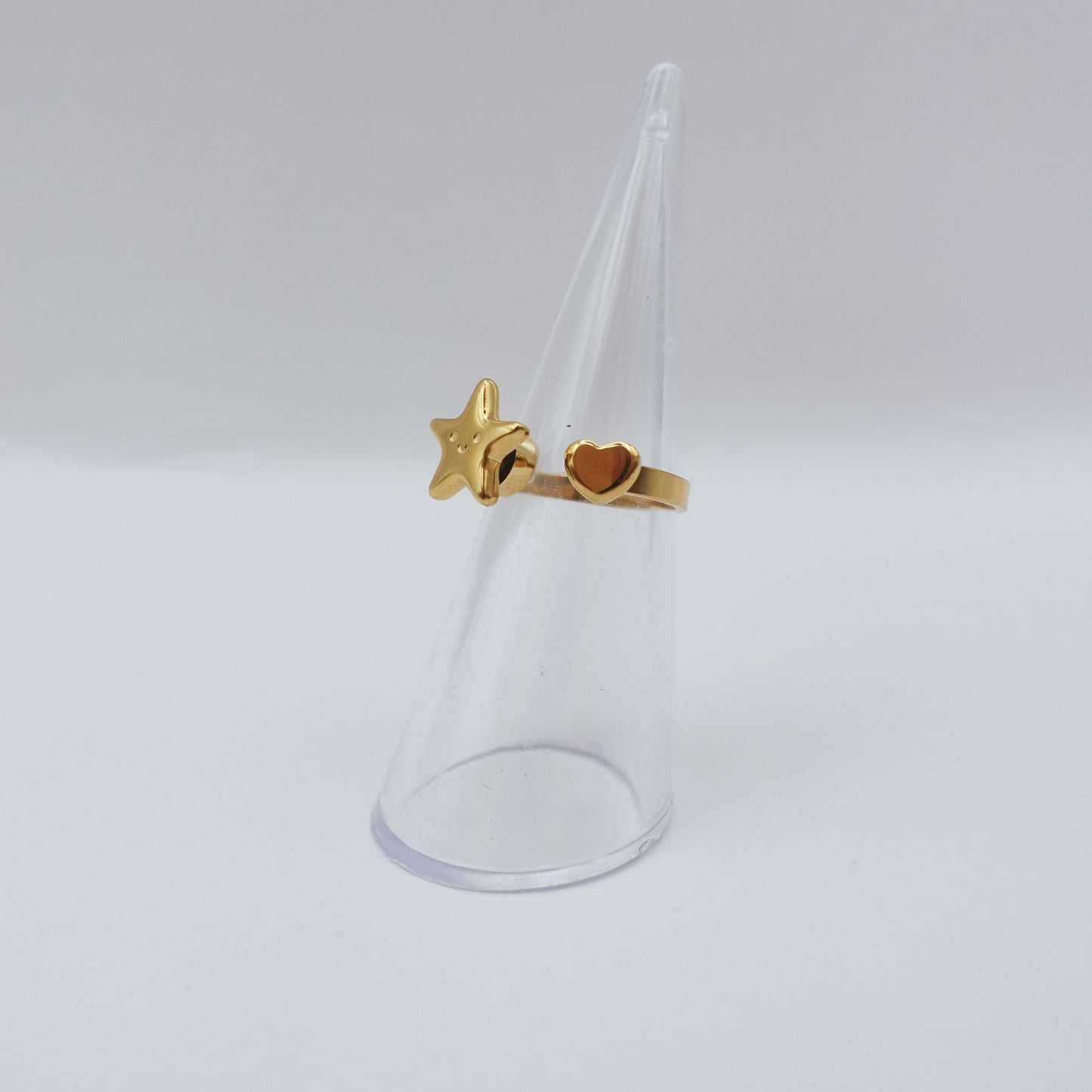 Star Heart Spinner Ring - Gold Stainless Steel