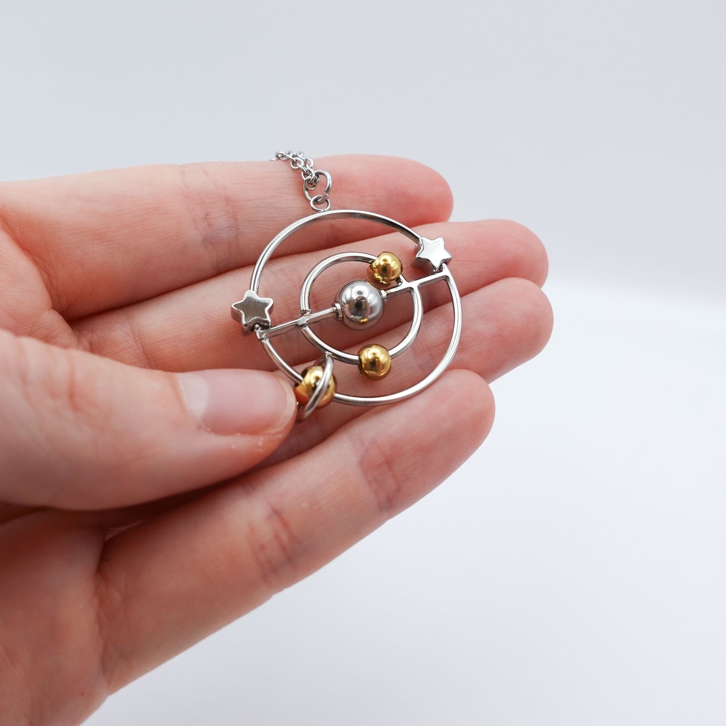 Solar System Fidget Necklace - Silver Stainless Steel