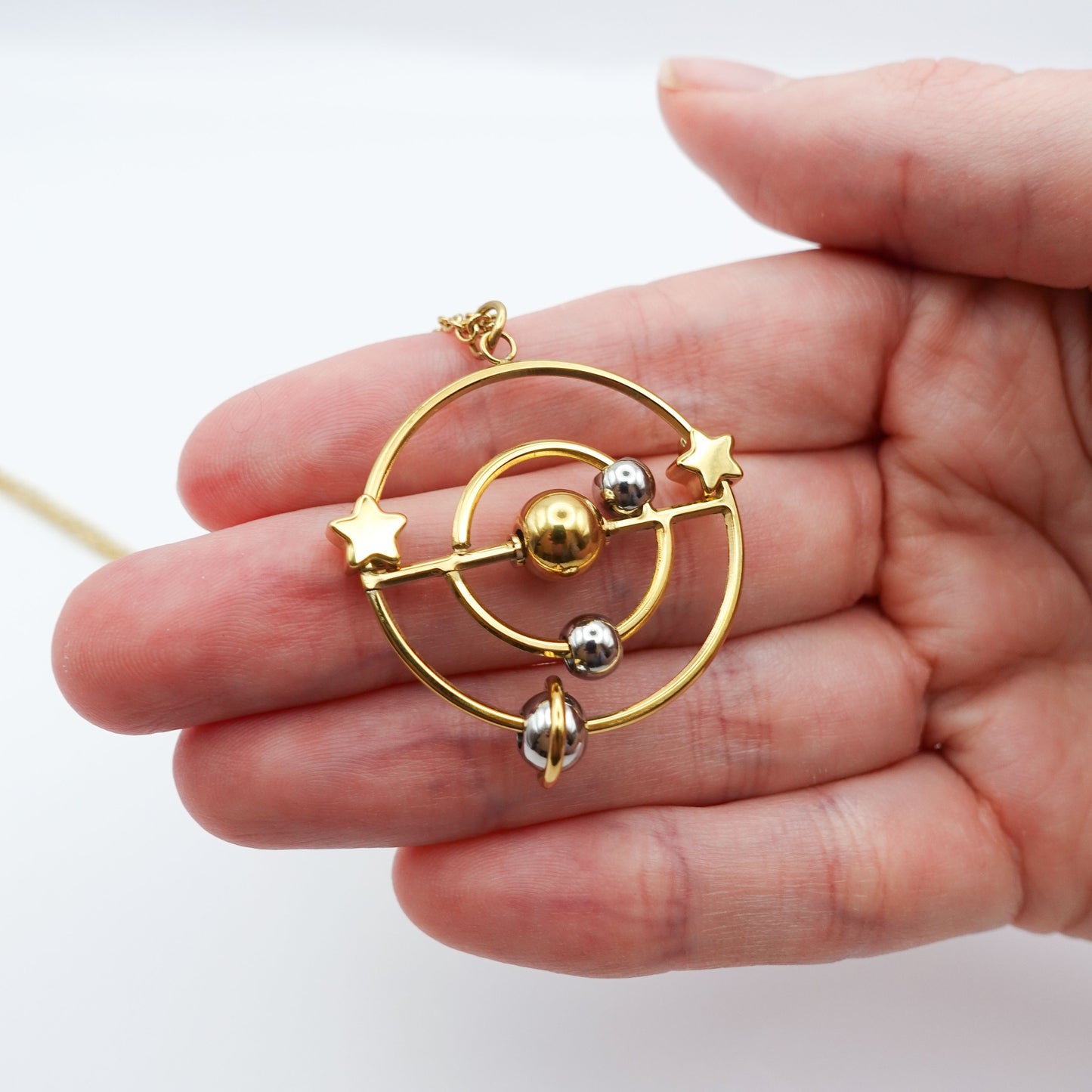 Solar System Fidget Necklace - Gold Stainless Steel