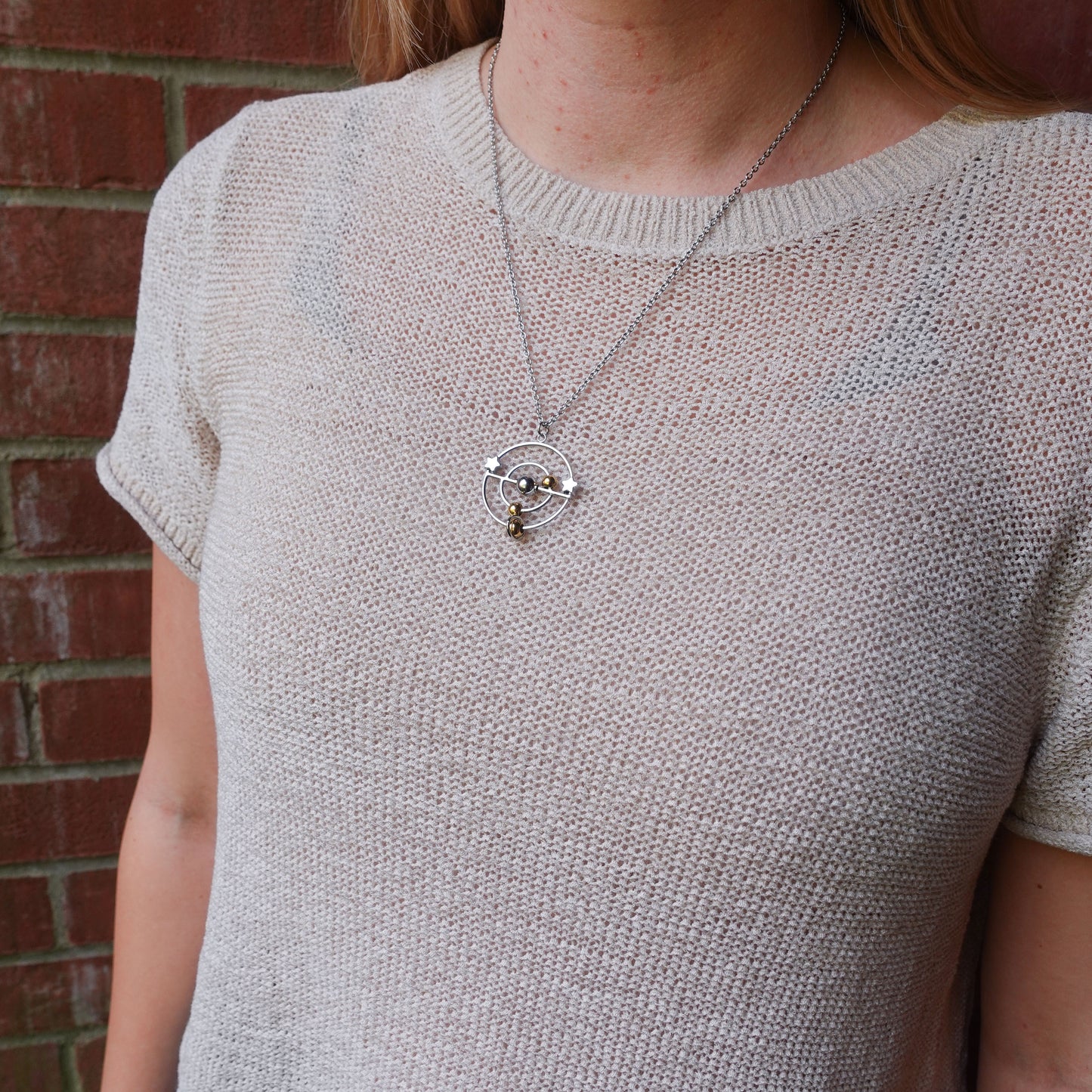 Solar System Fidget Necklace - Silver Stainless Steel