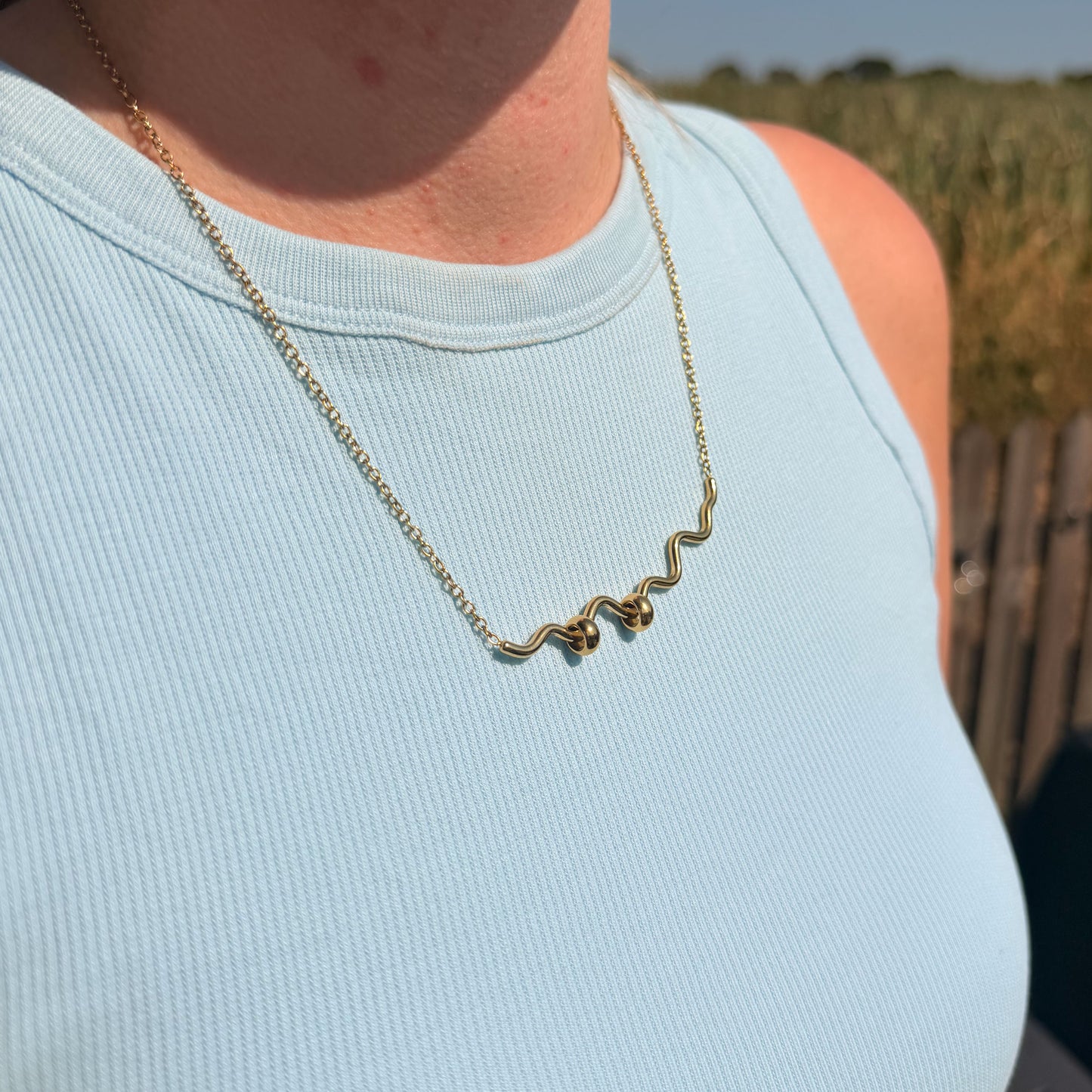 Squiggle Fidget Necklace - Gold Stainless Steel