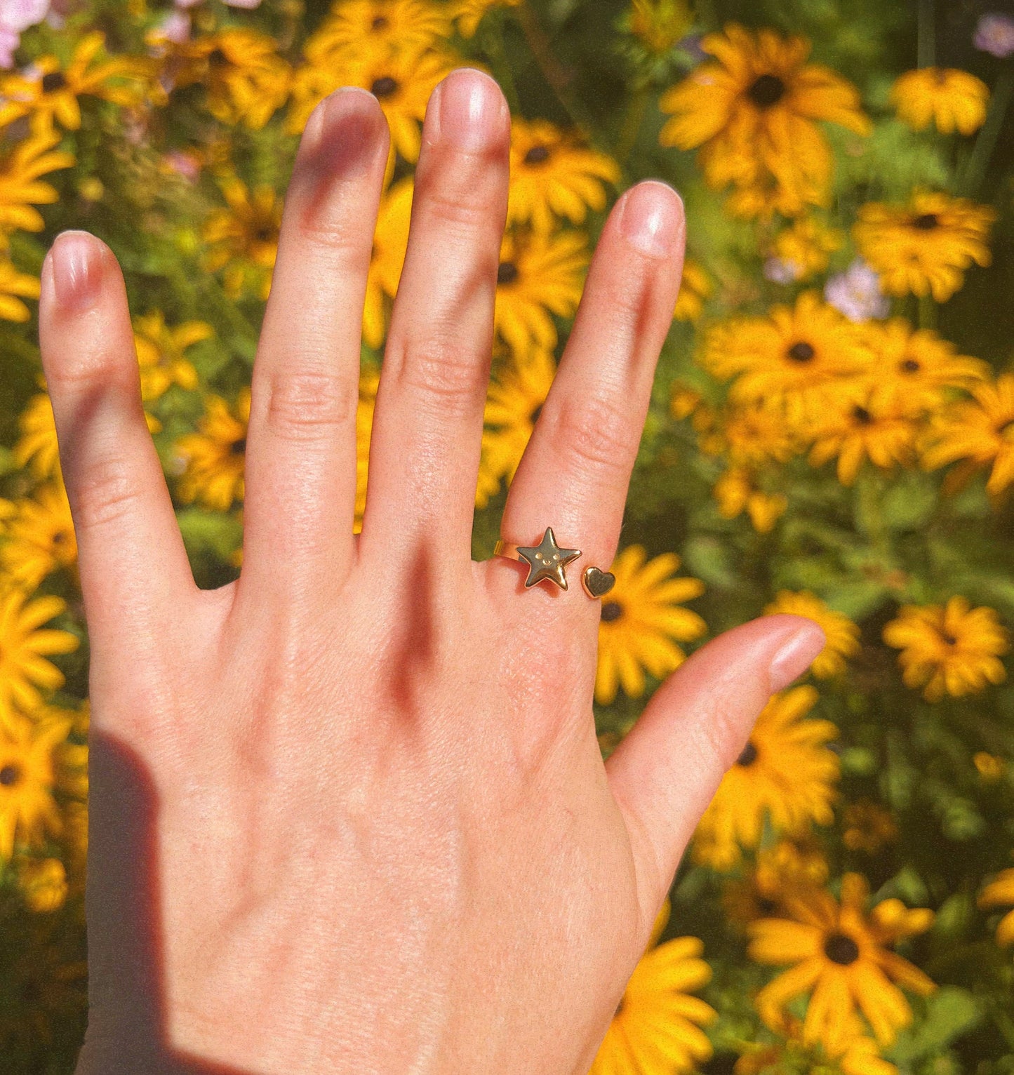 Star Heart Spinner Ring - Gold Stainless Steel