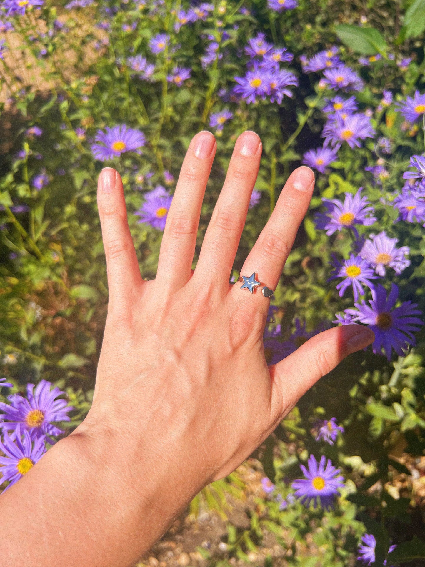 Star Heart Spinner Ring - Silver Stainless Steel