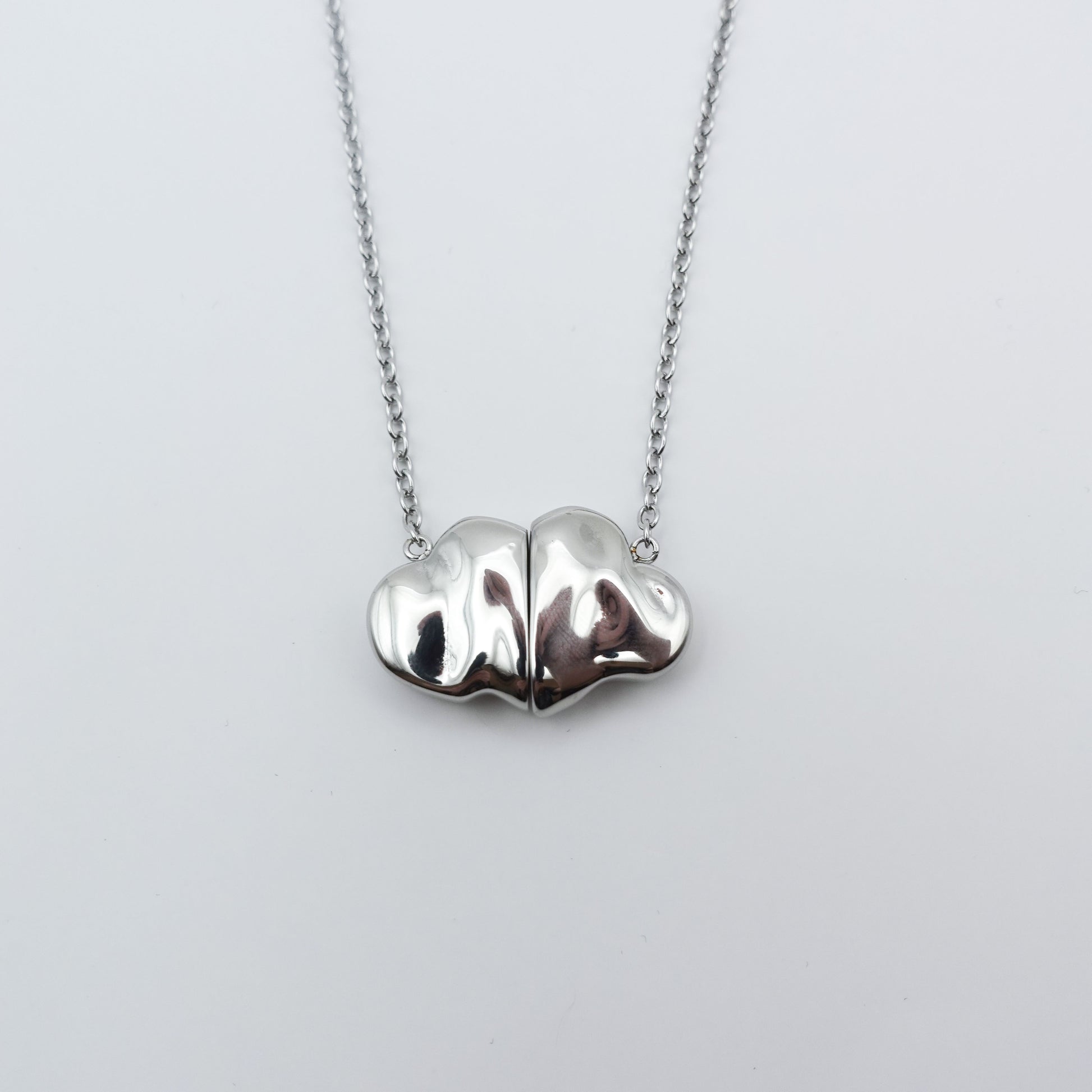 Cloud Magnet Fidget Necklace - Silver Stainless Steel