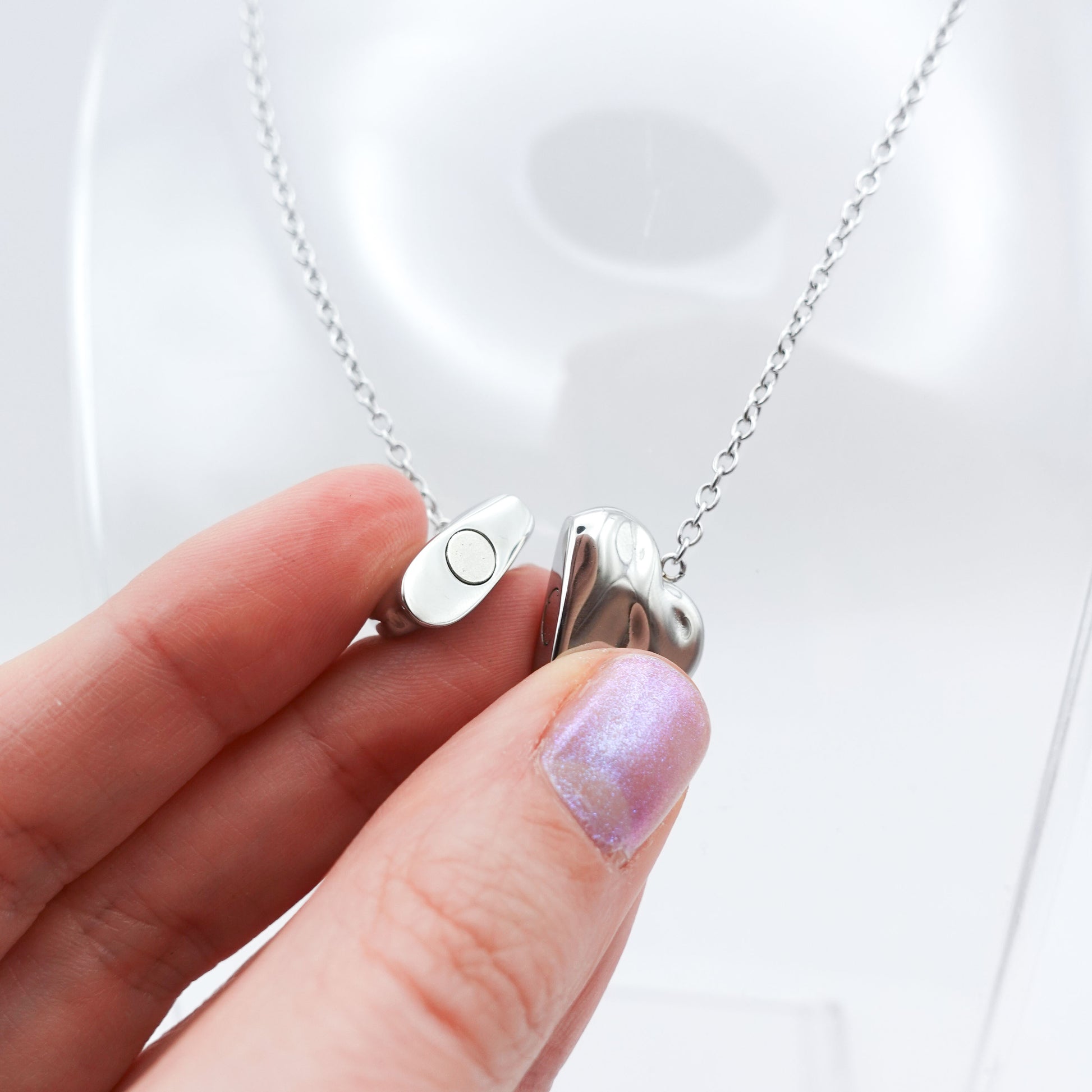 Cloud Magnet Fidget Necklace - Silver Stainless Steel