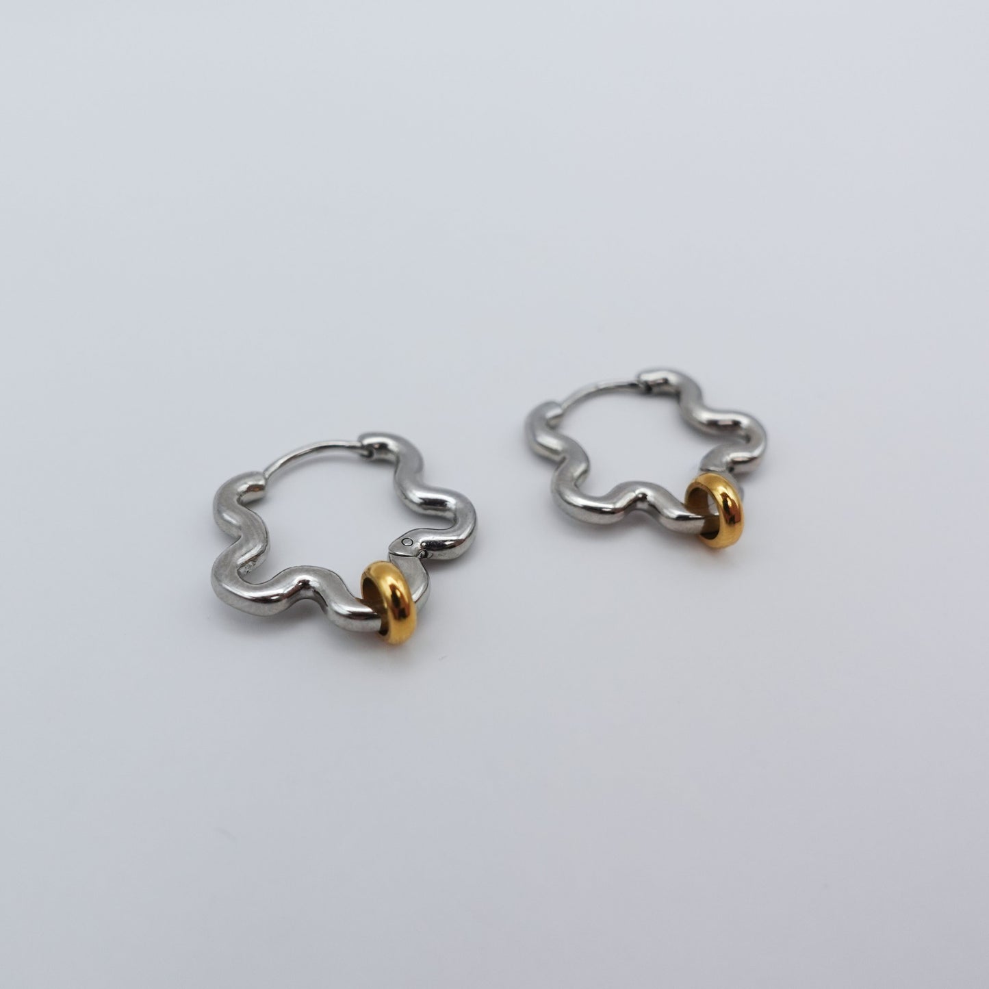 Mini Squiggle Fidget Earrings - Silver Stainless Steel