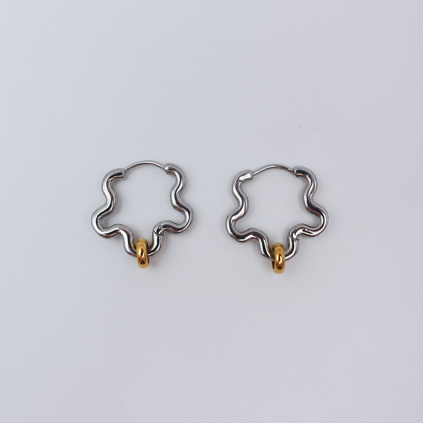 Mini Squiggle Fidget Earrings - Silver Stainless Steel