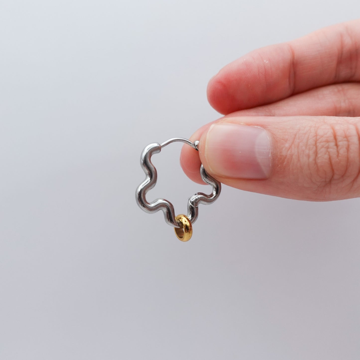 Mini Squiggle Fidget Earrings - Silver Stainless Steel