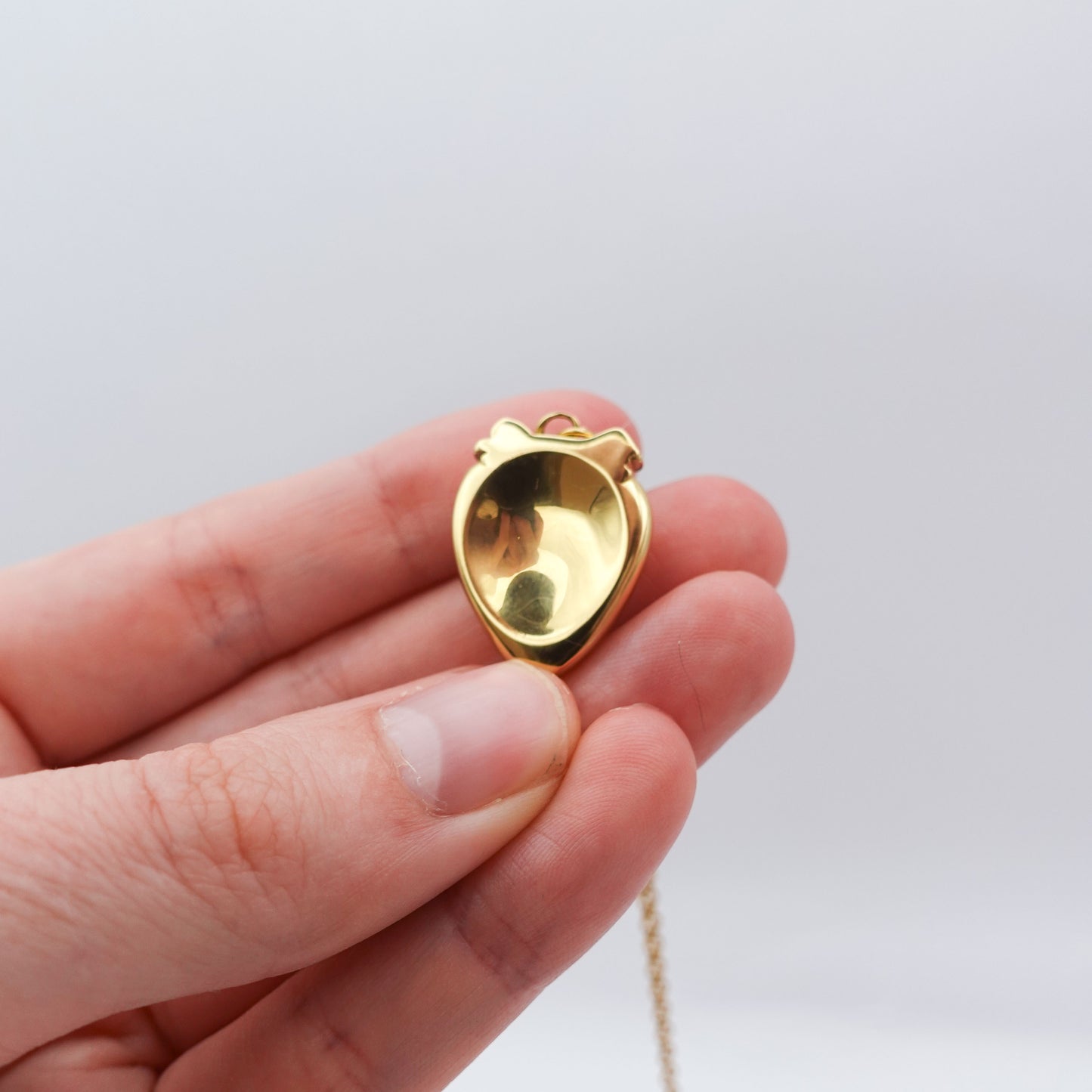 Strawberry Worry Stone Necklace - Gold Stainless Steel