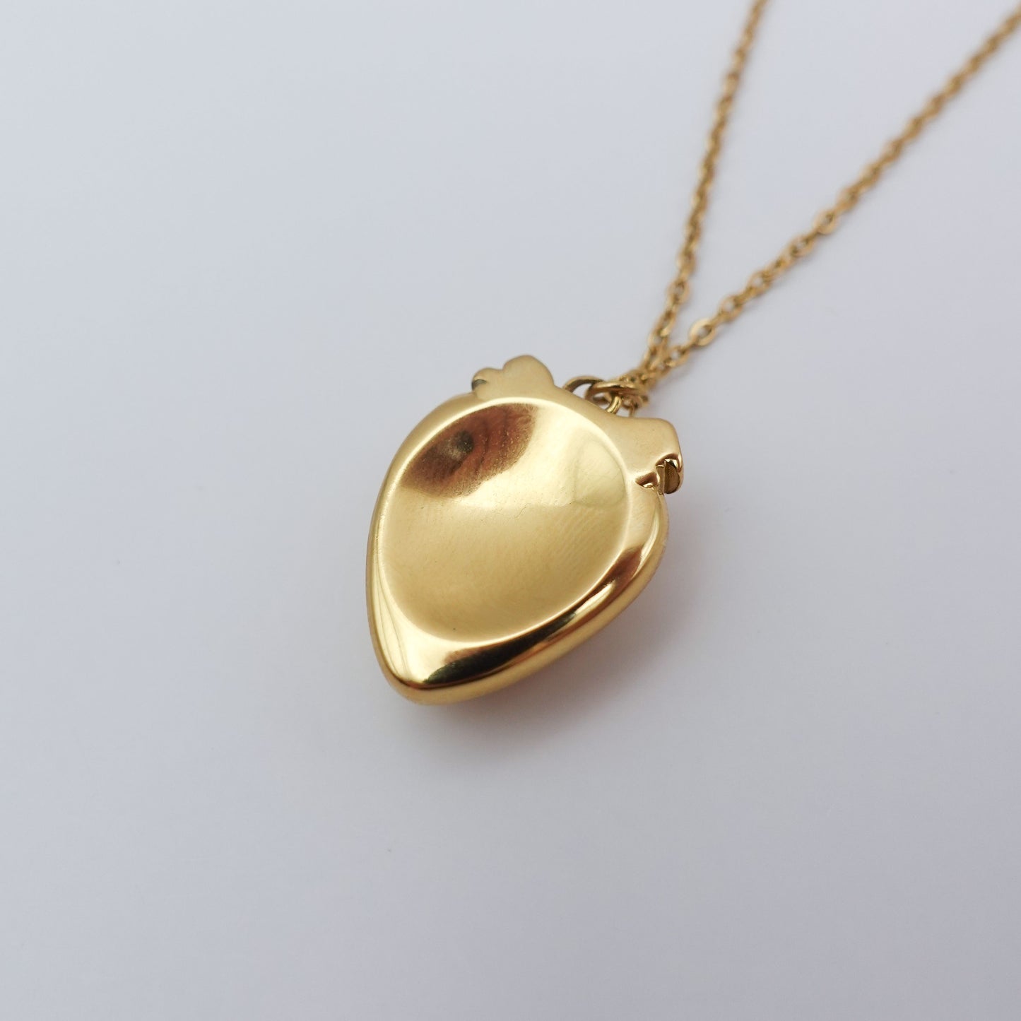 Strawberry Worry Stone Necklace - Gold Stainless Steel