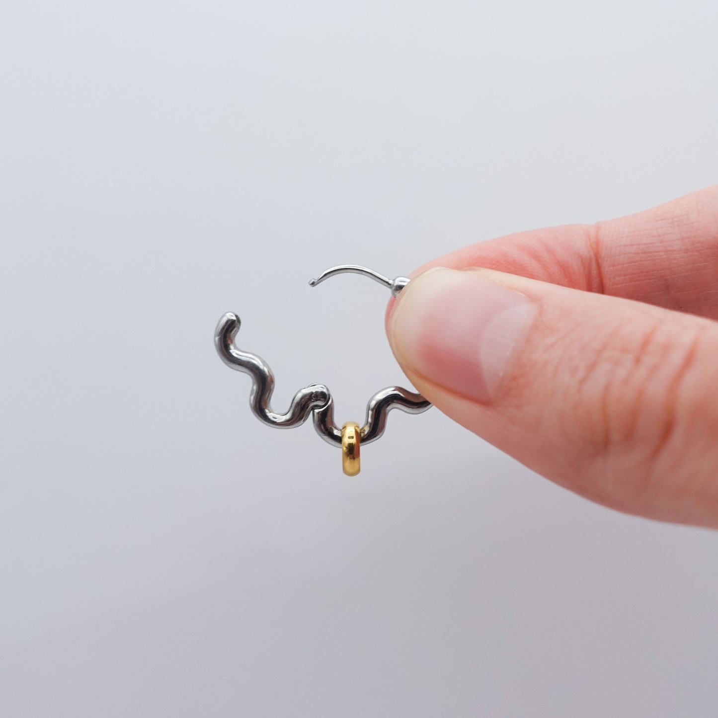 Mini Squiggle Fidget Earrings - Silver Stainless Steel