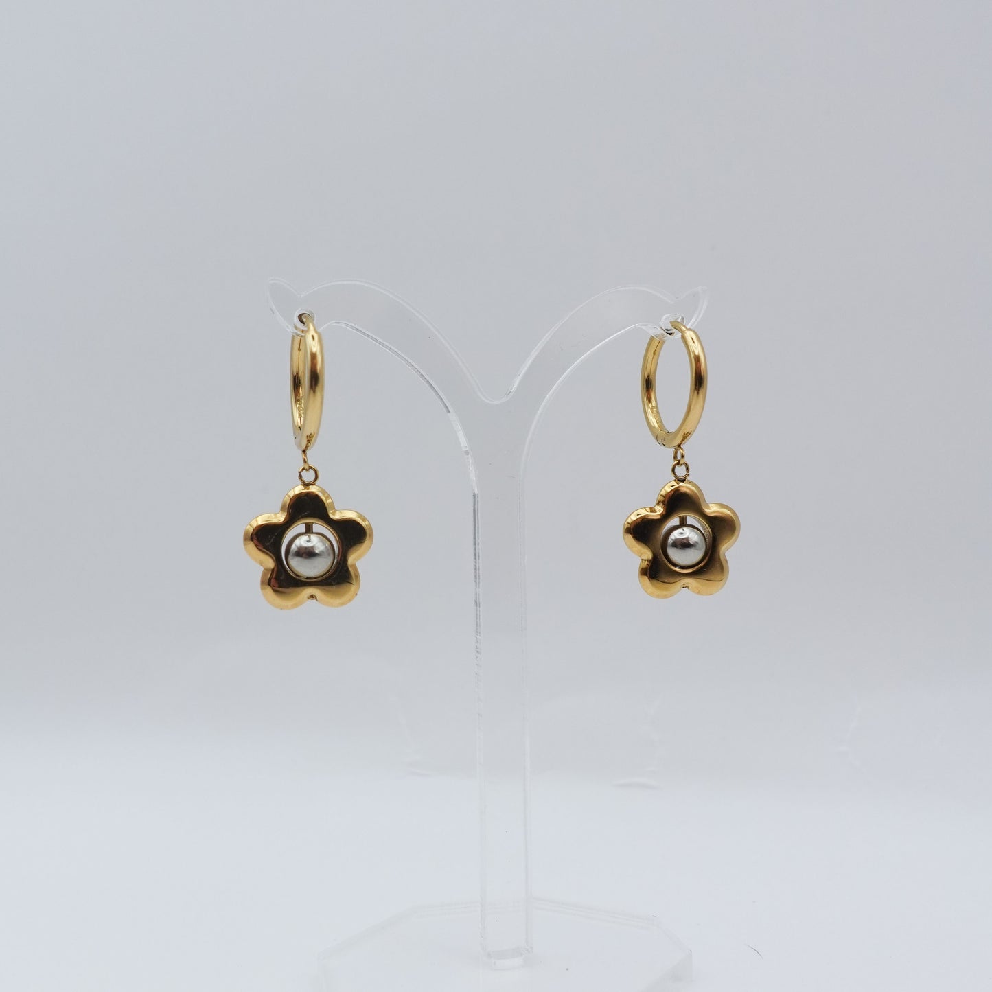 Flower Spinner Fidget Earrings - Gold Stainless Steel