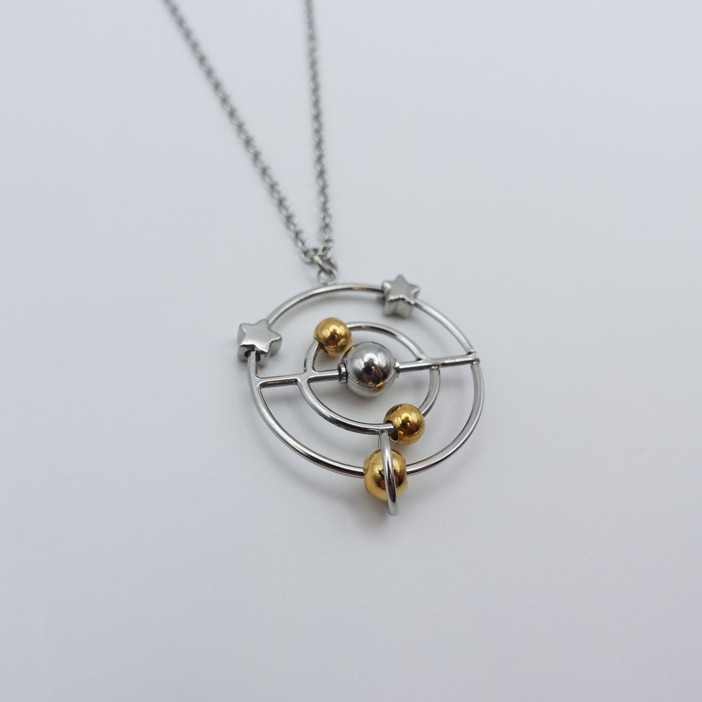 Solar System Fidget Necklace - Silver Stainless Steel