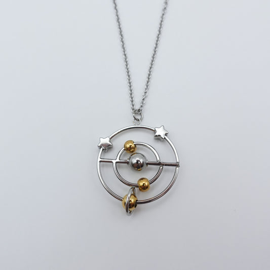 Solar System Fidget Necklace - Silver Stainless Steel
