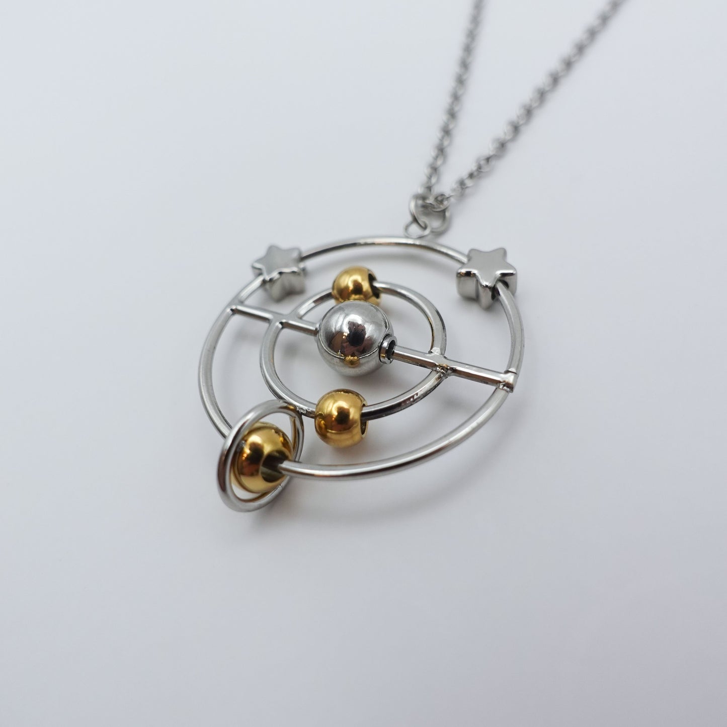 Solar System Fidget Necklace - Silver Stainless Steel