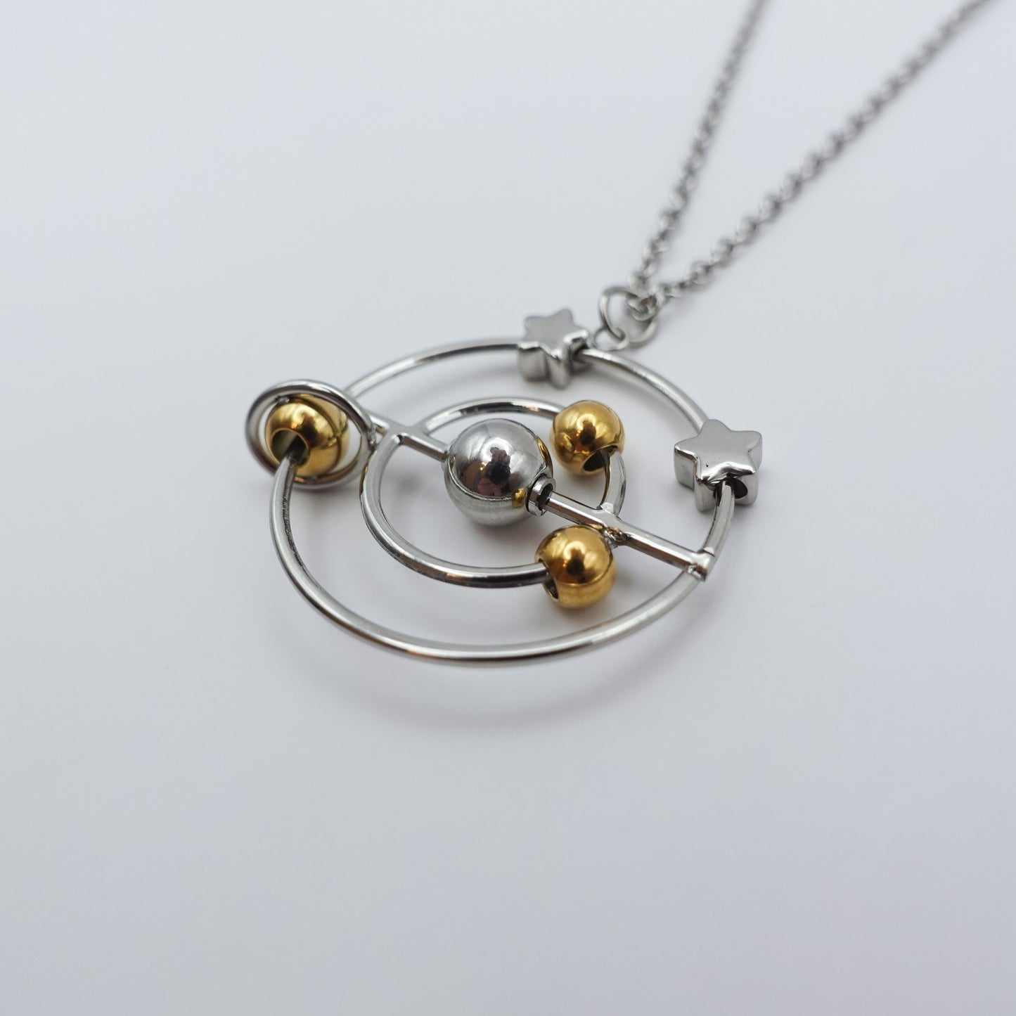 Solar System Fidget Necklace - Silver Stainless Steel