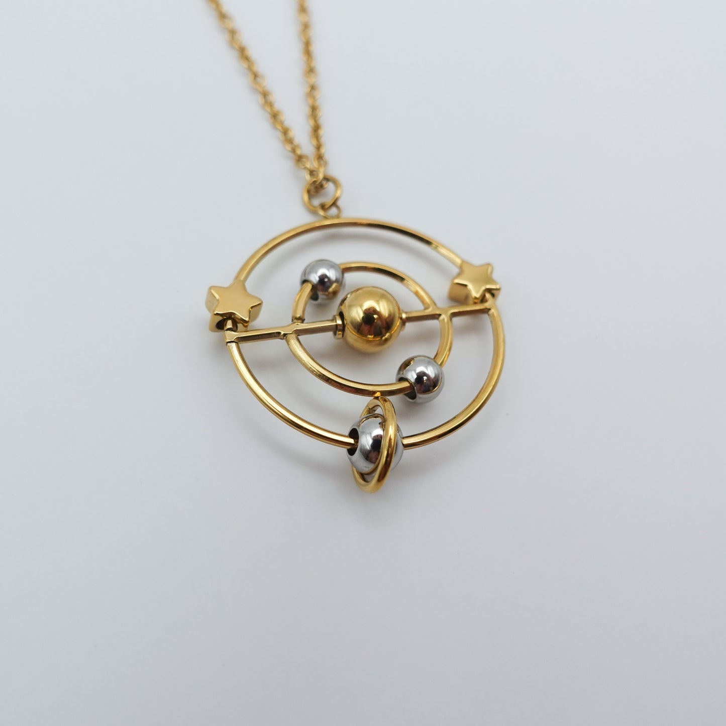 Solar System Fidget Necklace - Gold Stainless Steel
