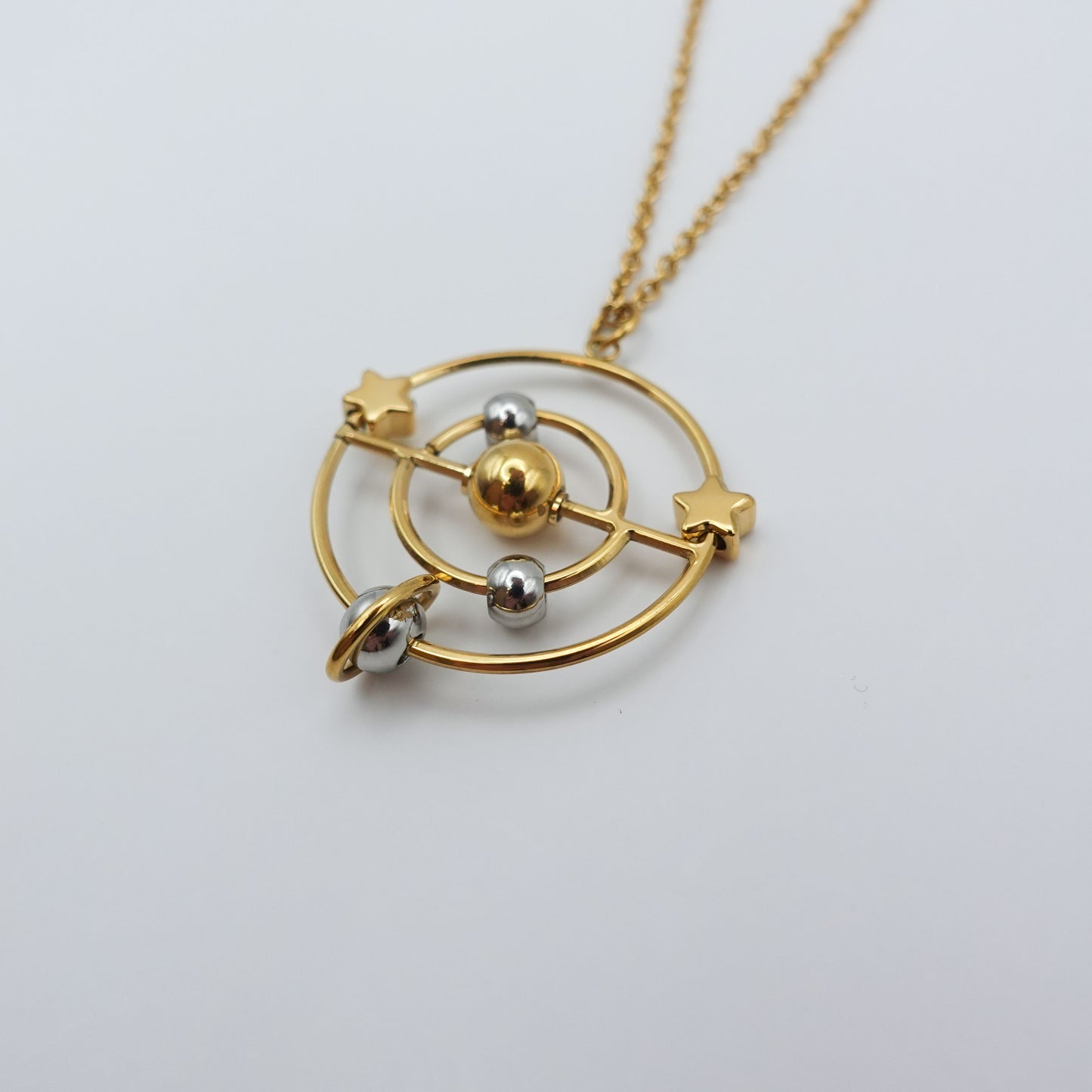 Solar System Fidget Necklace - Gold Stainless Steel