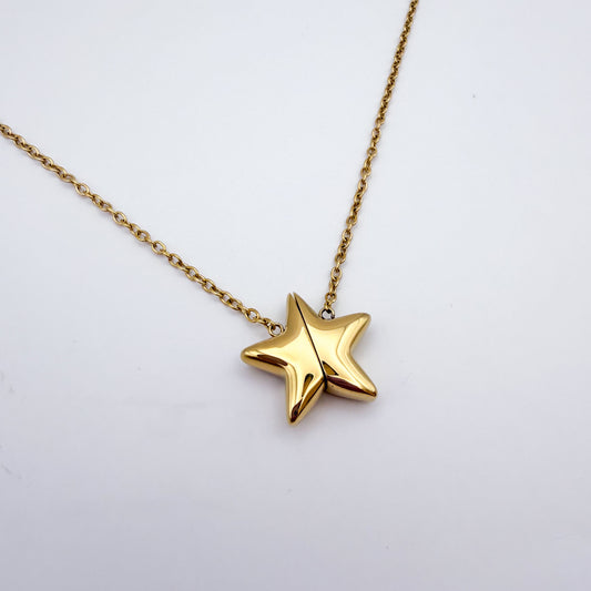 Star Magnet Fidget Necklace - Gold Stainless Steel