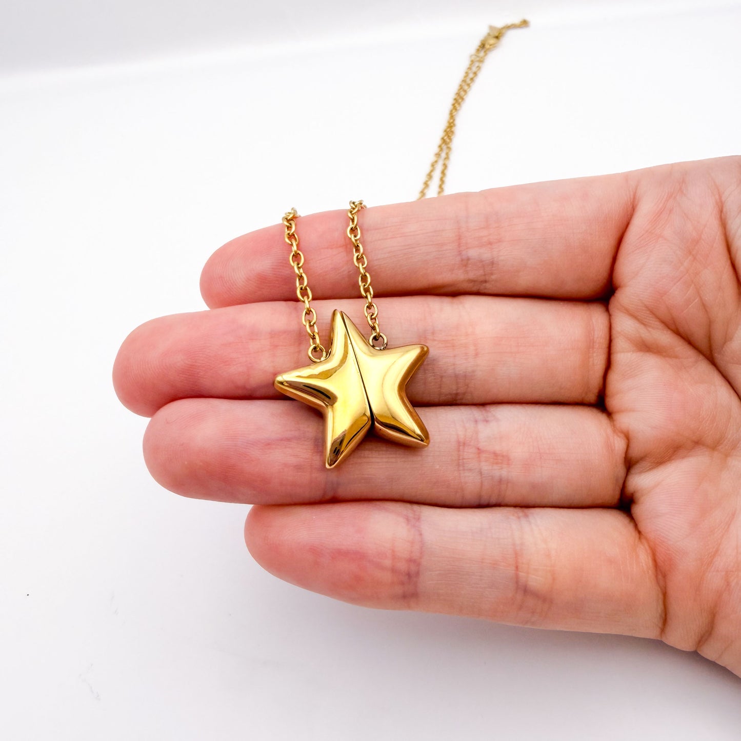 Star Magnet Fidget Necklace - Gold Stainless Steel