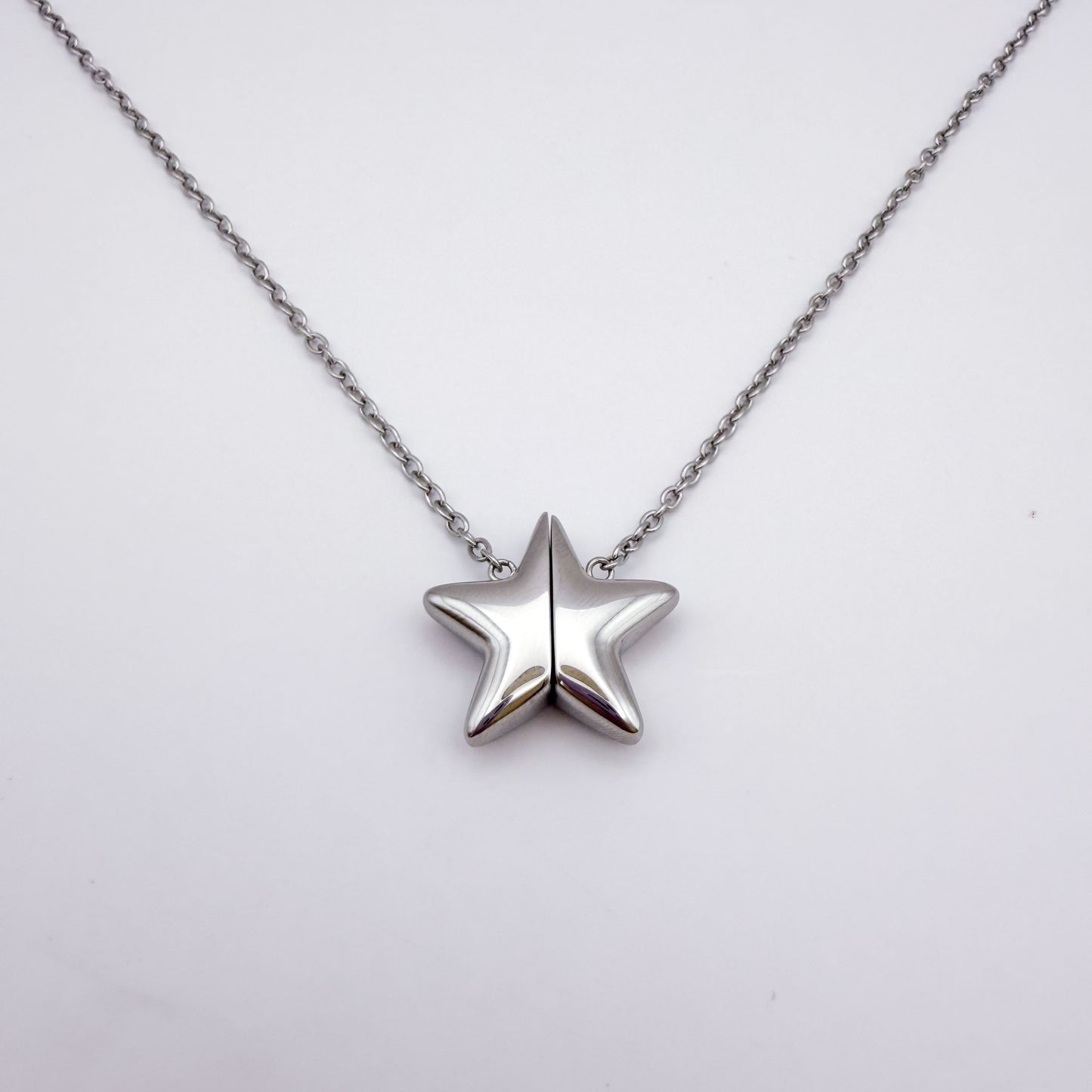 Star Magnet Fidget Necklace - Silver Stainless Steel