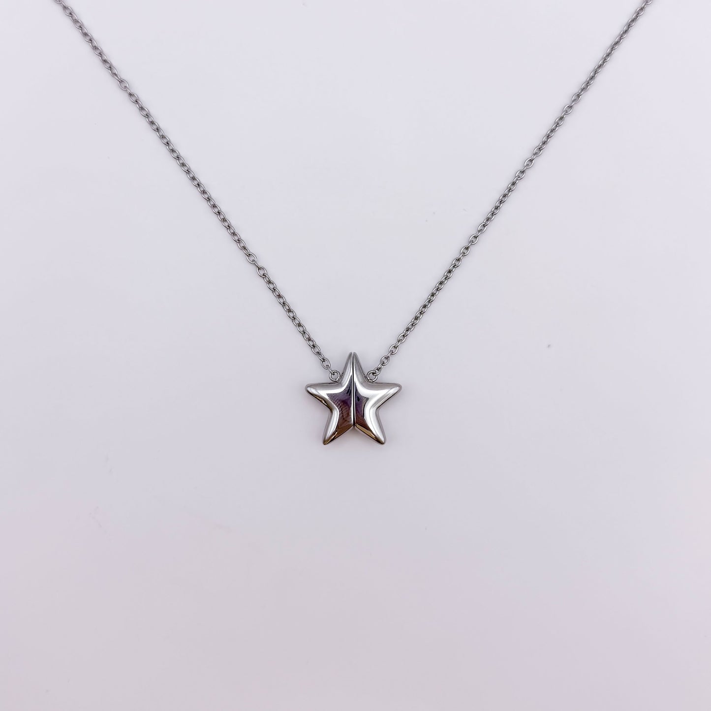 Star Magnet Fidget Necklace - Silver Stainless Steel