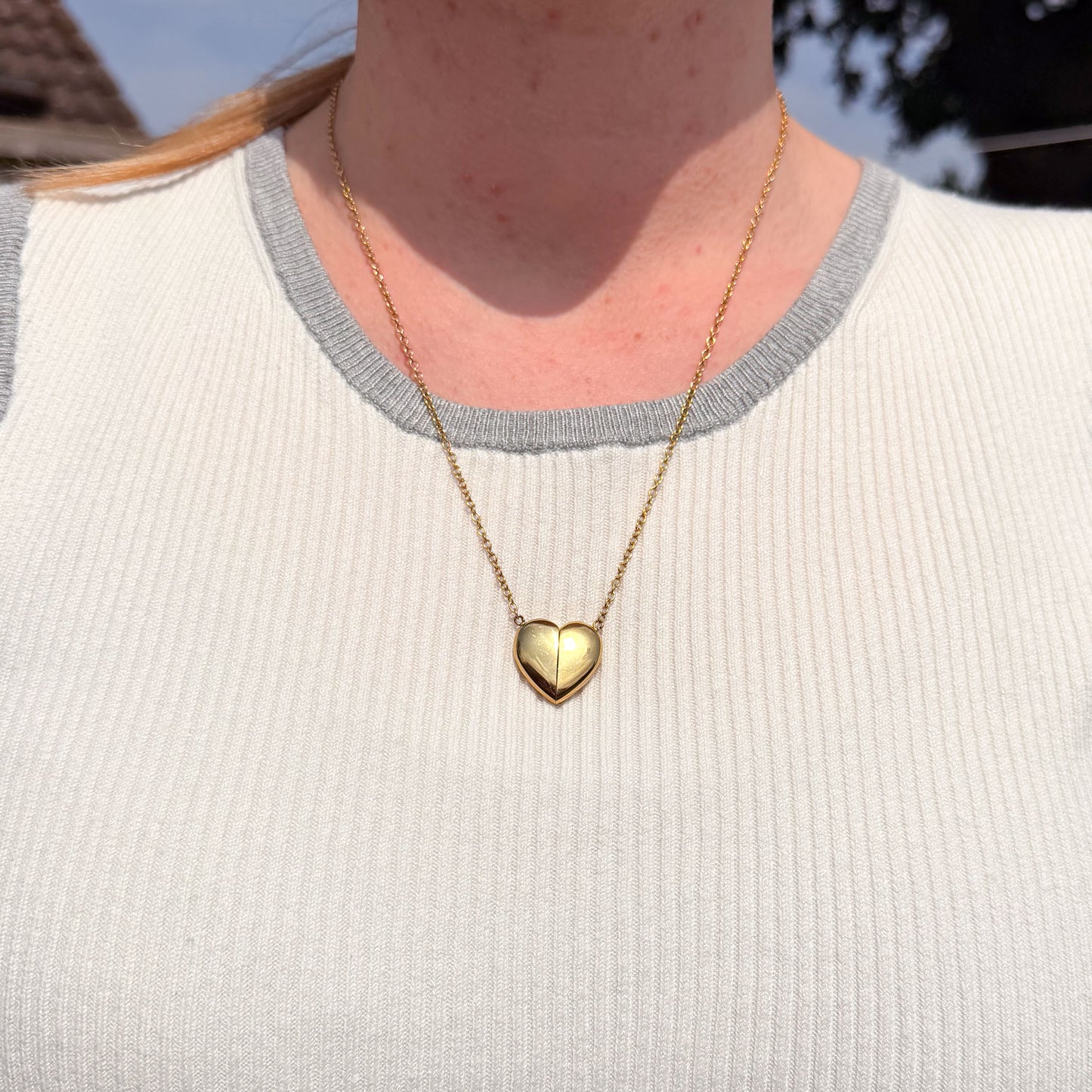 Heart Magnet Fidget Necklace - Gold Stainless Steel