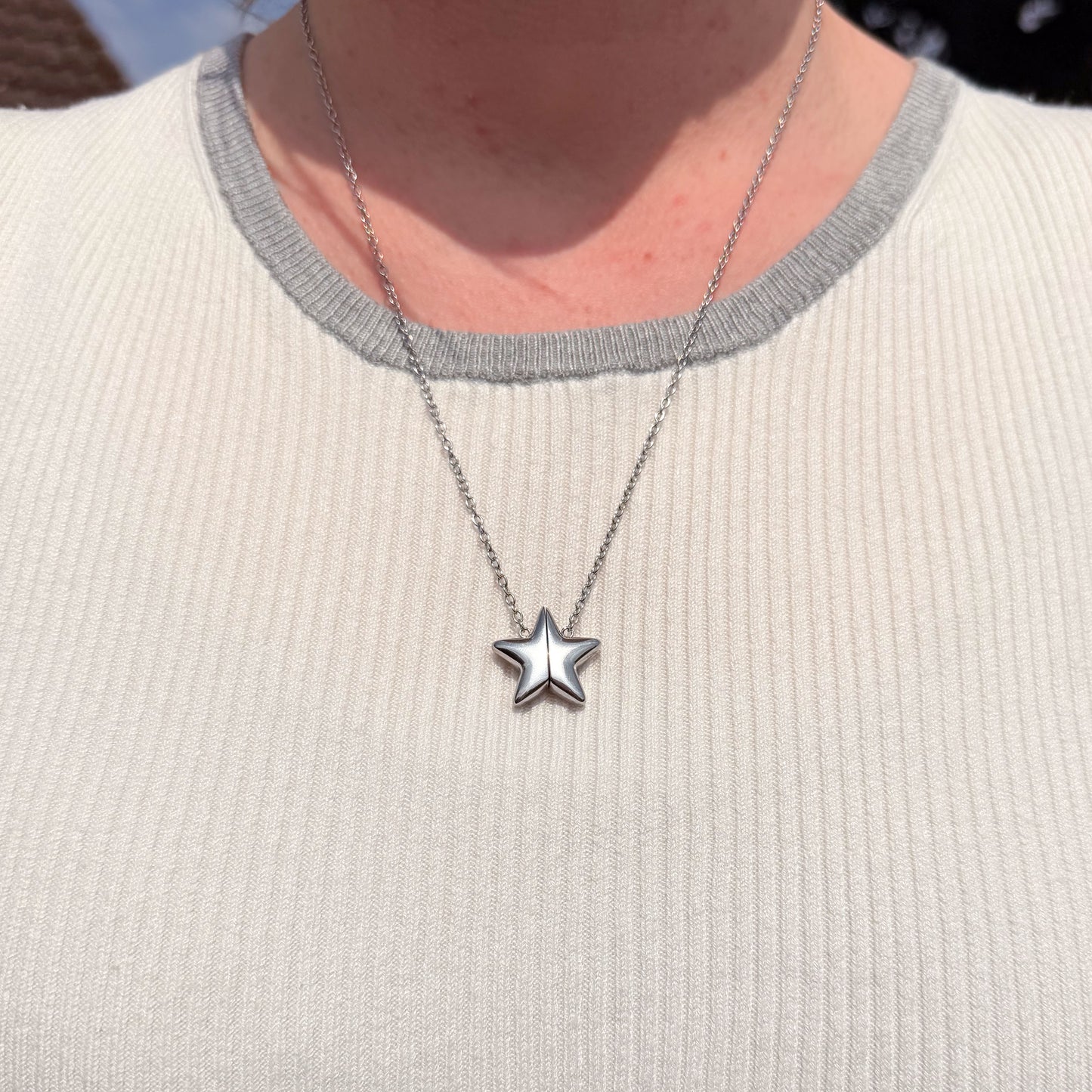 Star Magnet Fidget Necklace - Silver Stainless Steel