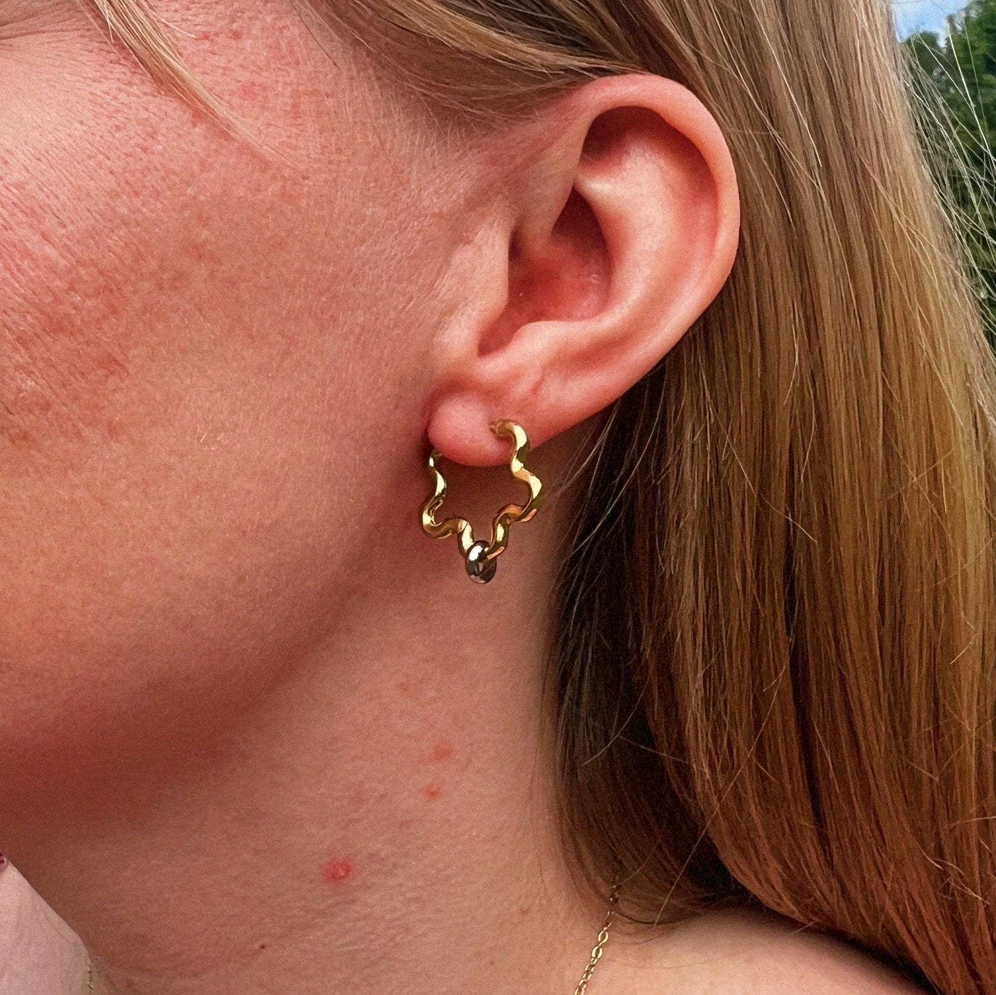 Mini Squiggle Fidget Earrings - Gold Stainless Steel