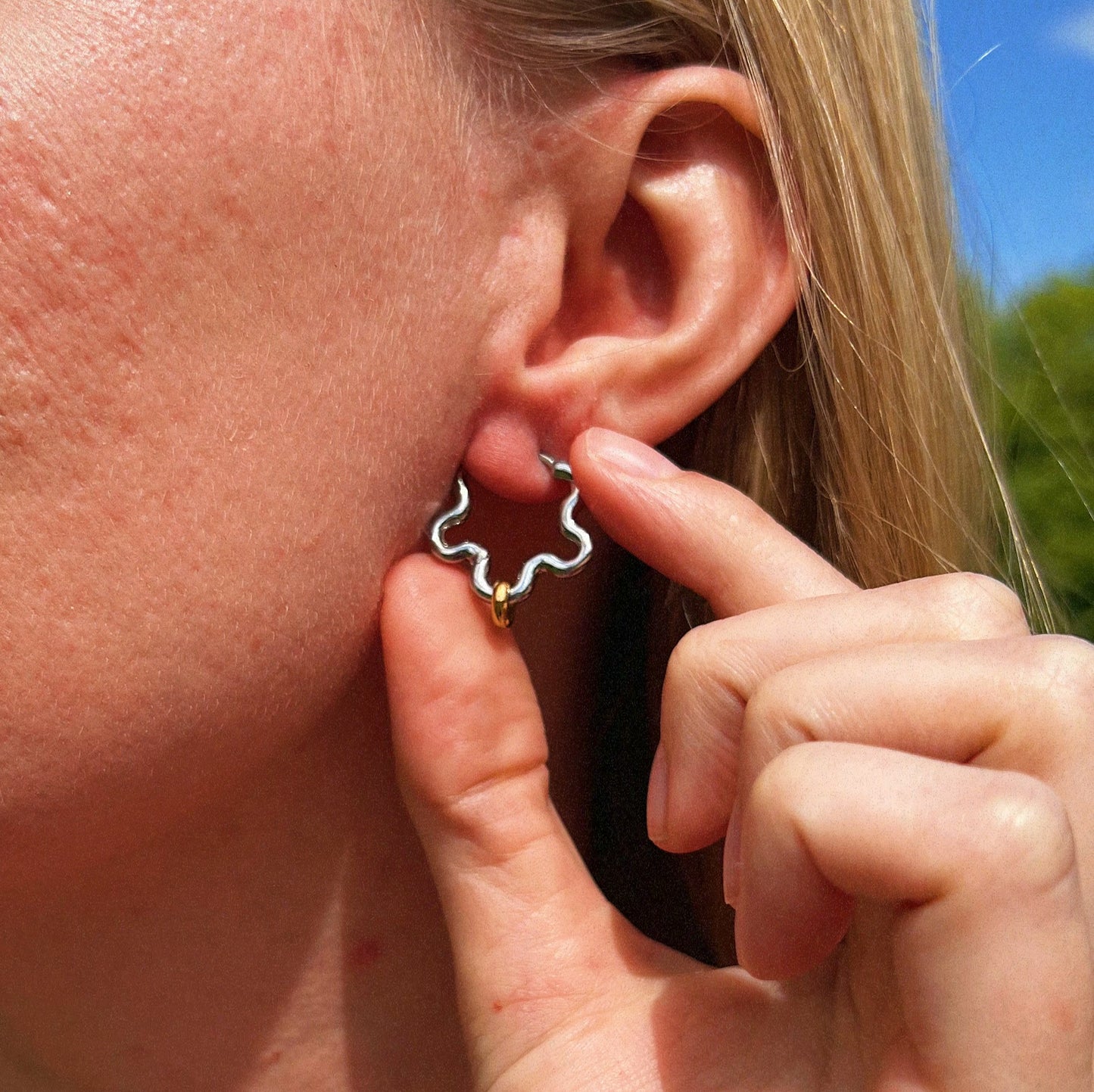 Mini Squiggle Fidget Earrings - Silver Stainless Steel