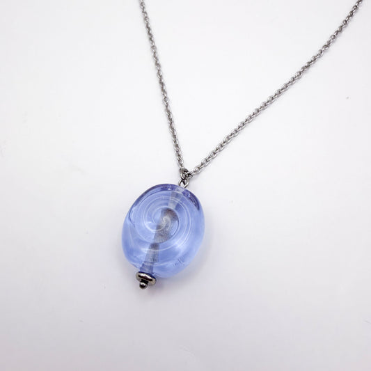 Lilac Swirl - Glass Worry Stone Necklace