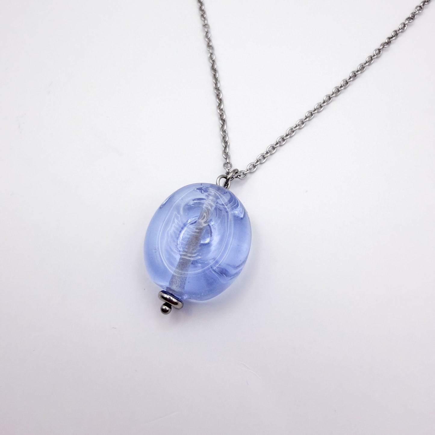Lilac Swirl - Glass Worry Stone Necklace