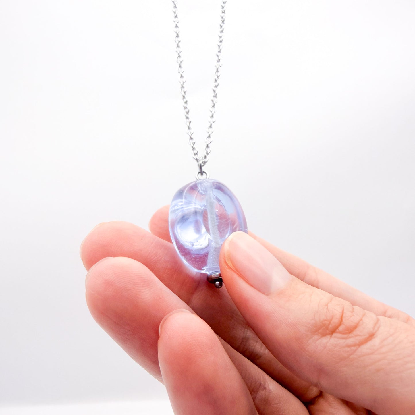 Lilac Swirl - Glass Worry Stone Necklace