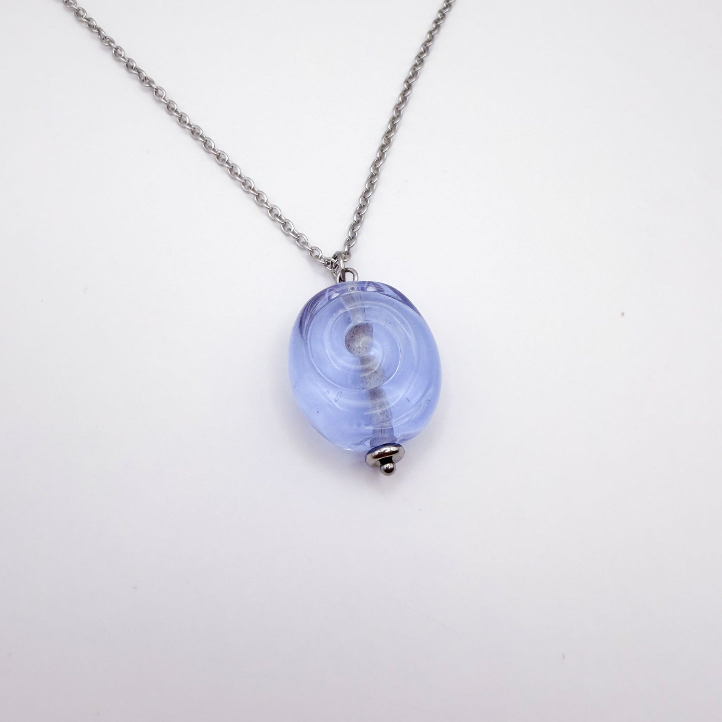 Lilac Swirl - Glass Worry Stone Necklace