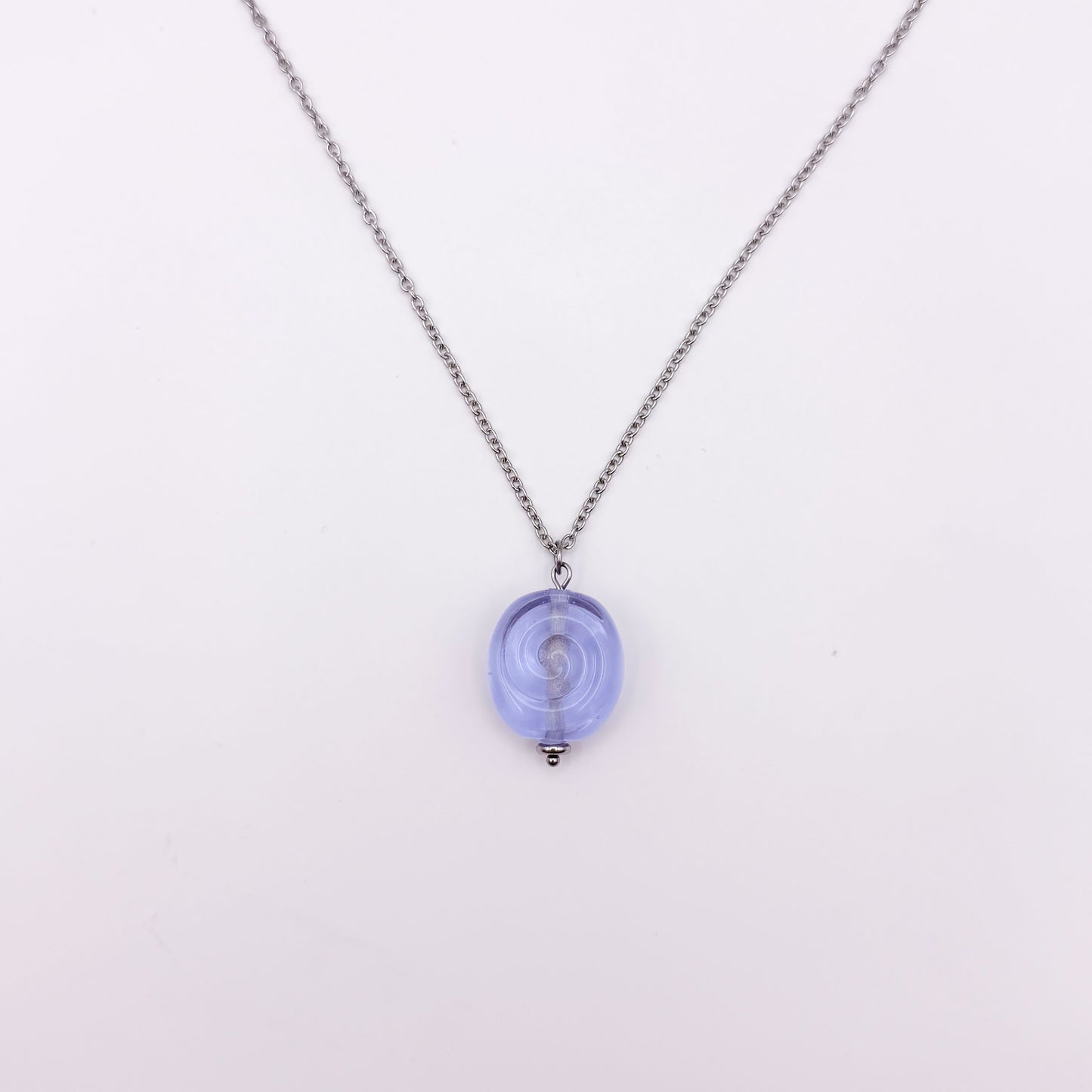 Lilac Swirl - Glass Worry Stone Necklace