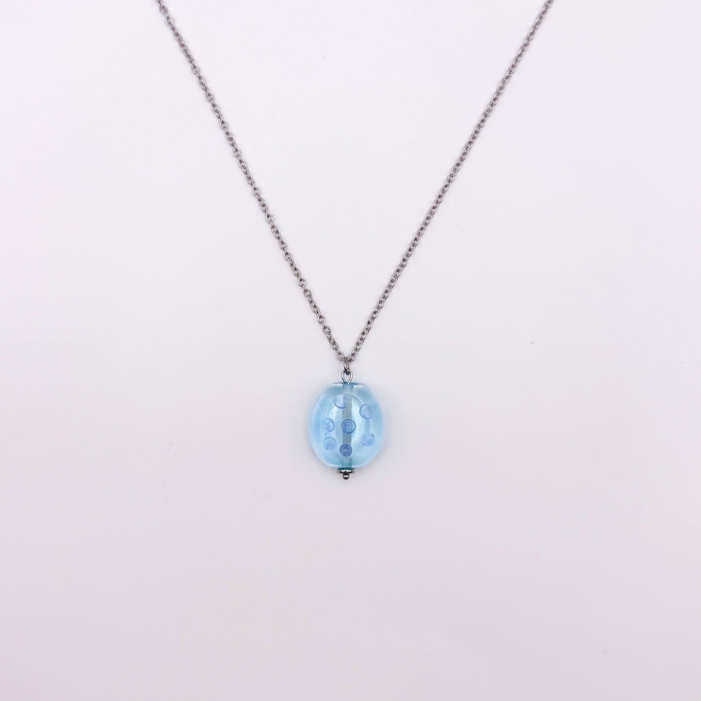 Aqua Bubbles - Glass Worry Stone Necklace
