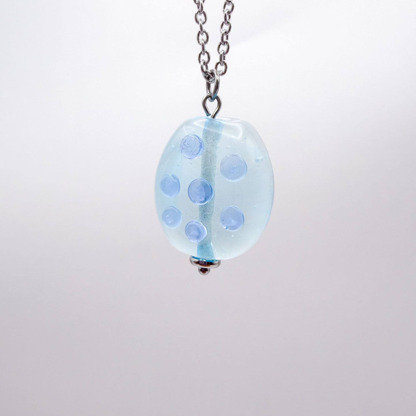 Aqua Bubbles - Glass Worry Stone Necklace