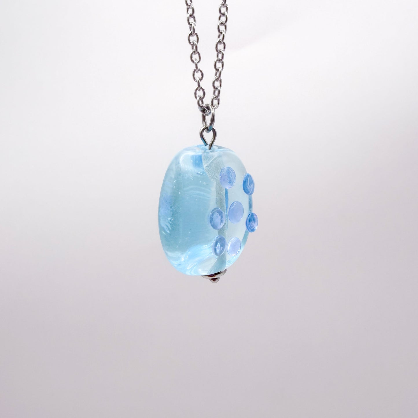 Aqua Bubbles - Glass Worry Stone Necklace