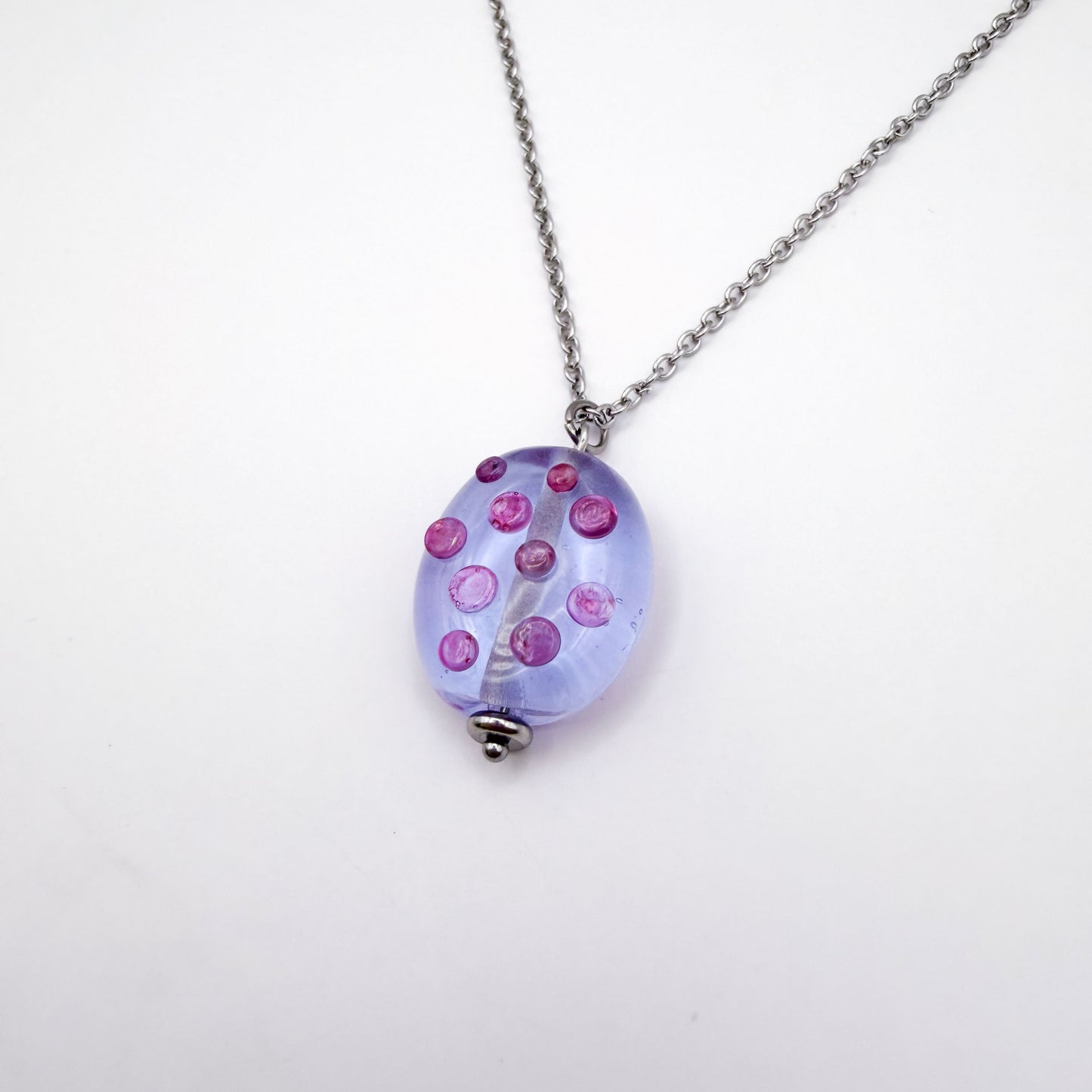 Lilac Bubbles - Glass Worry Stone Necklace